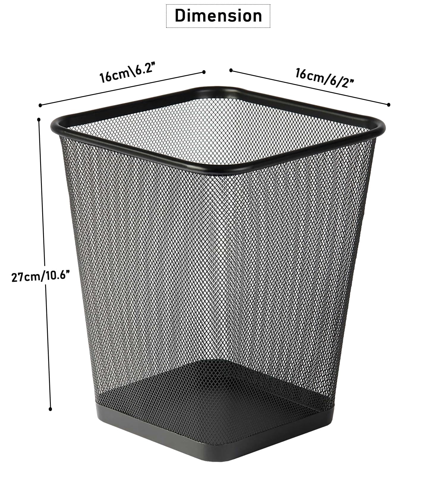Best House - Cestino quadrato in rete metallica, 9 litri, in filo metallico, leggero e robusto, per cucina, casa, ufficio, soggiorno, camera da letto (confezione da 2)
