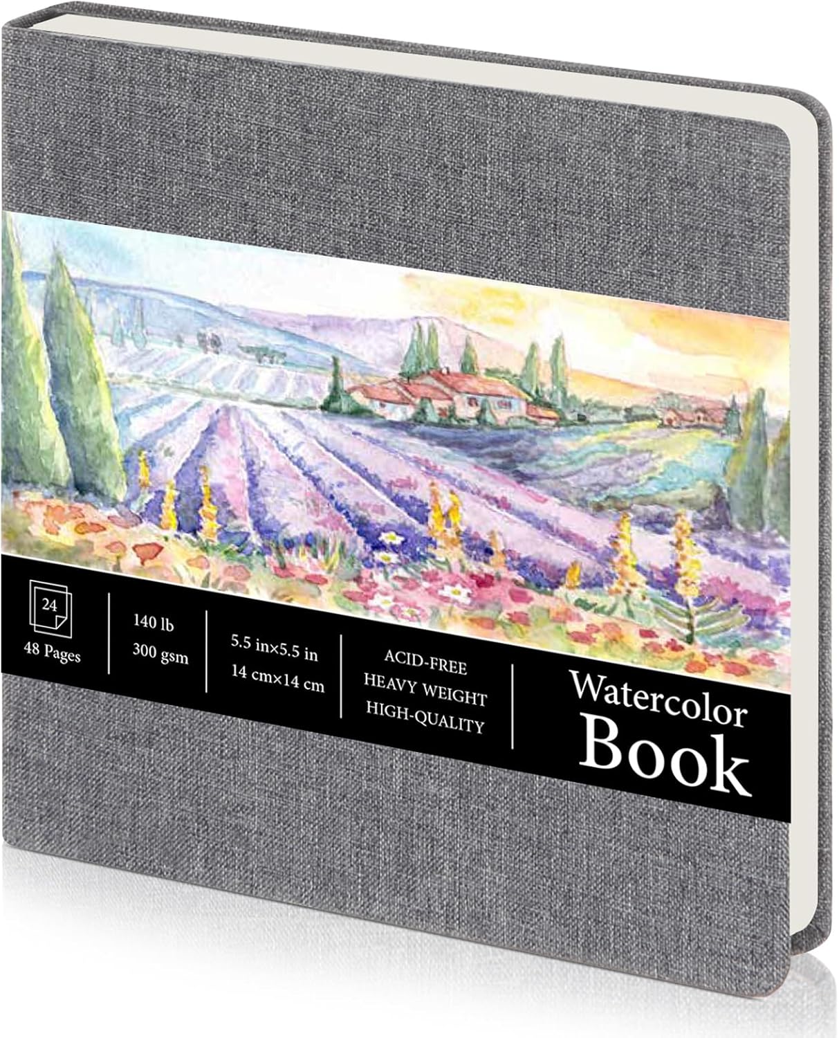 Tenceur 4 Pcs 5.5" x 5.5" Watercolor Sketchbook Journal Square Watercolor Notebook Cold Press 140lb 300gsm Cotton Paper 48 Pages Journals Notebook Paper Pads End of The Year Gifts