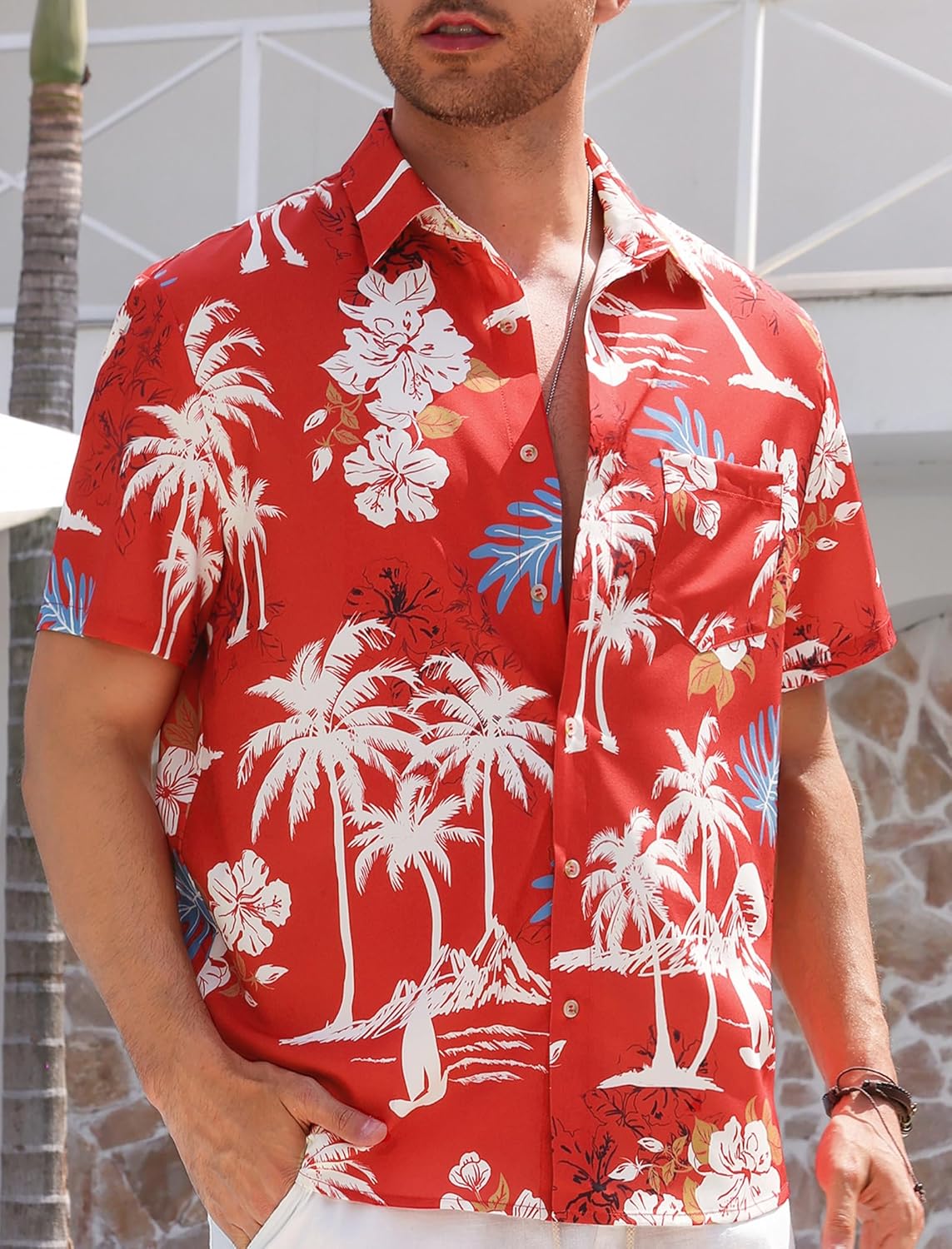 ABAFIP Men's Floral Hawaiian Shirt Short Sleeve Tropical Print Holiday Casual Summer Beach Shirts - Image 4