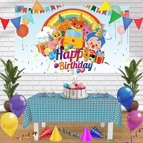 Miniatura 7 de Plim Plim - Cartel de feliz cumpleaños de dibujos animados para fiesta de cumpleaños, decoración de fiesta de cumpleaños, fondo de fotos de dibujos