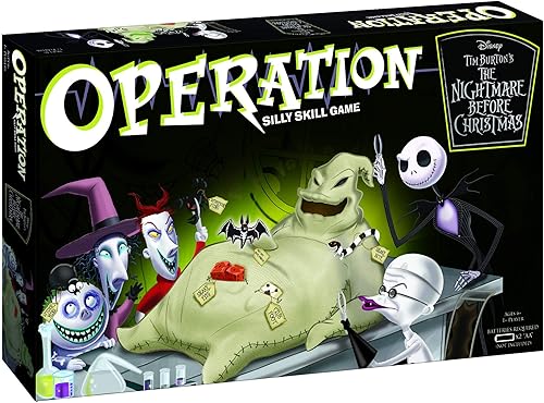 Operation Disney - Juego de mesa The Nightmare Before Christmas | Juego de operación coleccionable | Con obras de arte de Oogie Boogie y Nightmare