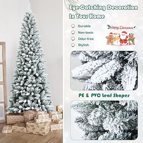 Miniatura 4 de BestComfort Árbol de Navidad flocado de nieve de 75 pies árbol de nieve con 1189 puntas de rama polietileno y cloruro de polivinilo de calidad