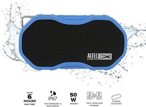 Vista 2 de Altec Lansing Baby Boom XL - Altavoz Bluetooth impermeable, altavoz inalámbrico y portátil para viajes y uso al aire libre, graves profundos y Azul