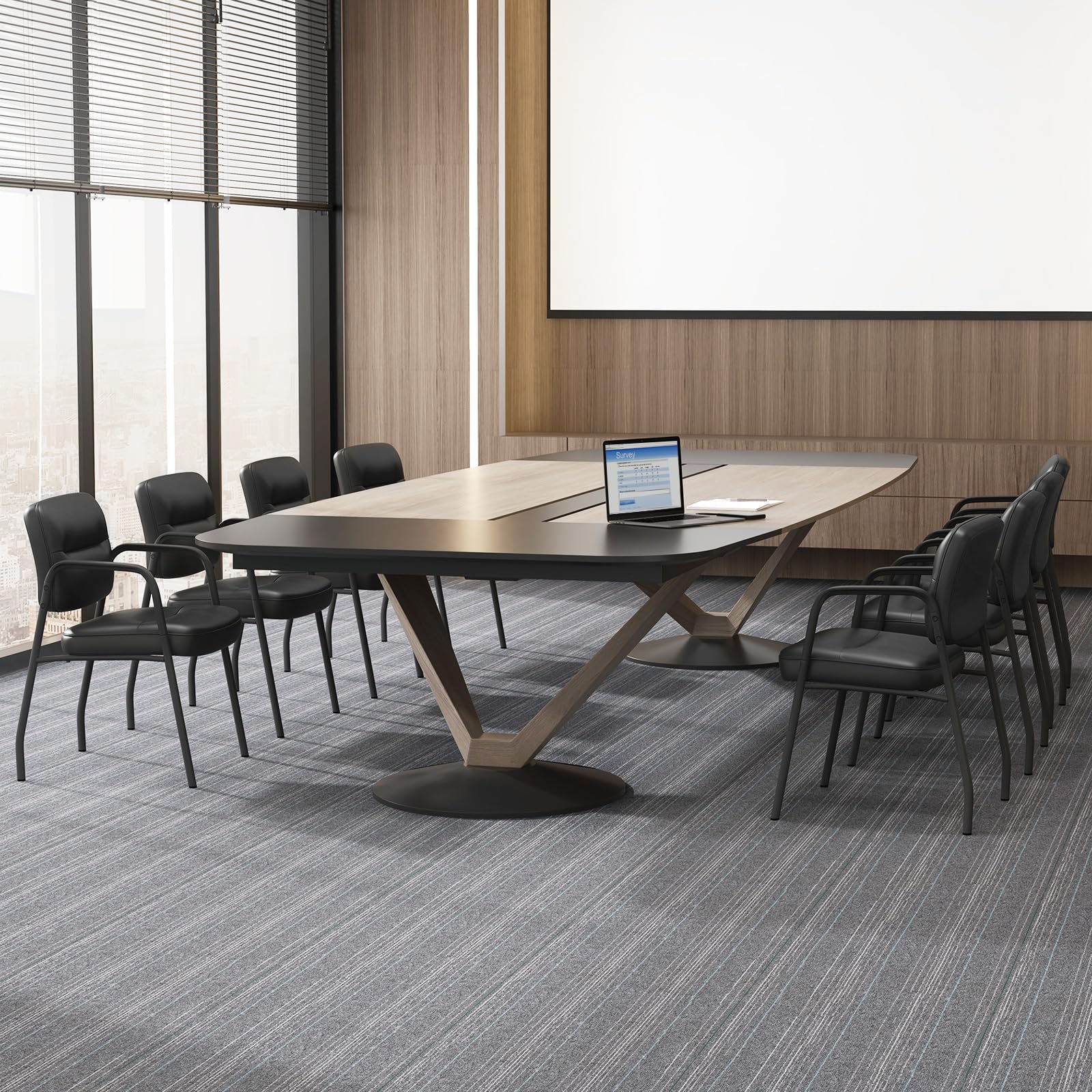 GIANTEX Set di sedie da sala d'attesa senza ruote 2/4/6/8/10/12 imbottite con braccioli integrati, sedie per ospiti ergonomiche per reception, ufficio, nero