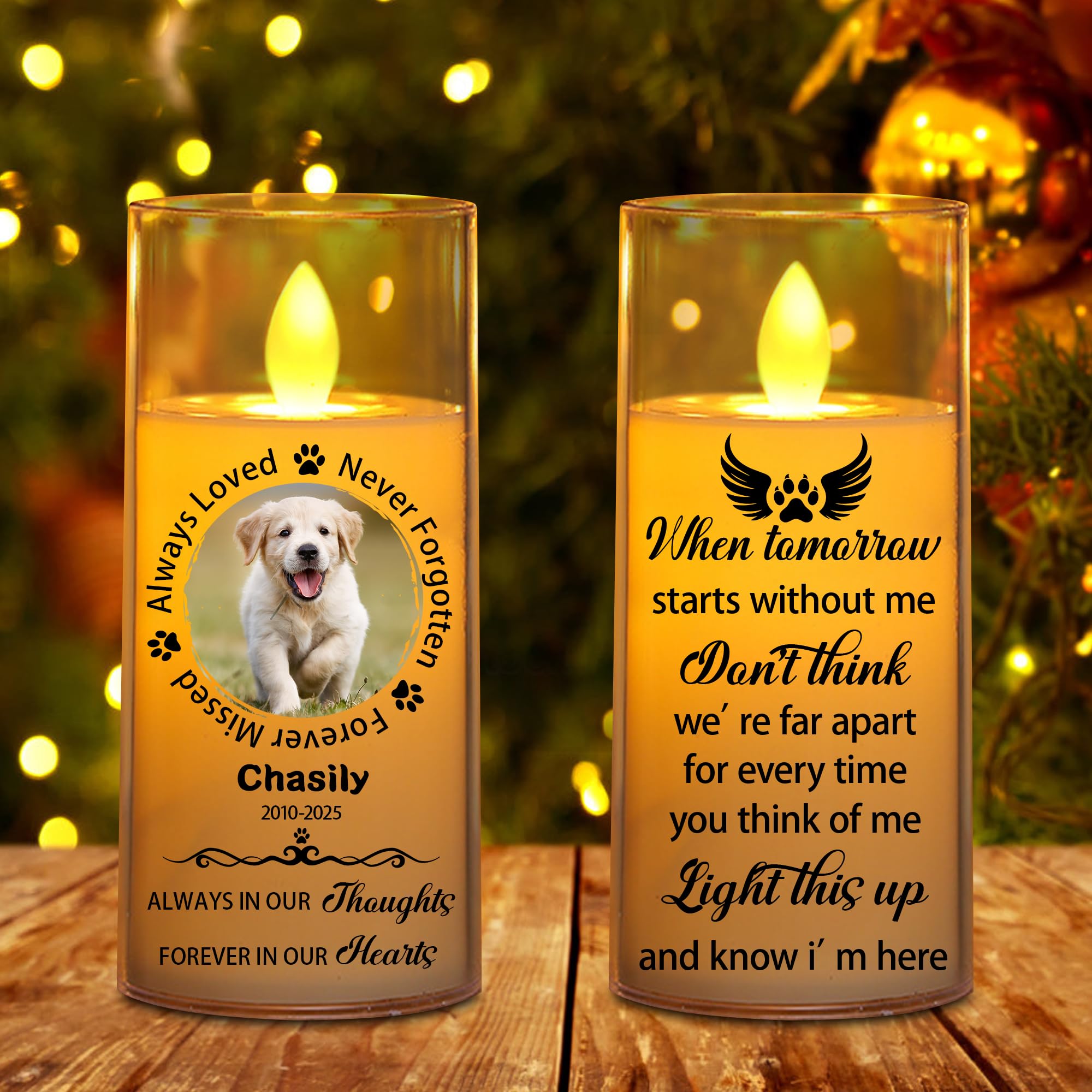 Ozinna Custom Dog Cat Photo Memorial Flameless Candle,Light This Up And Know I'm Here Personalized LED Candle Lights,Pet Dog Cat Remembrance Gift,Pet Loss Gifts, Loss of Dog Sympathy Gift