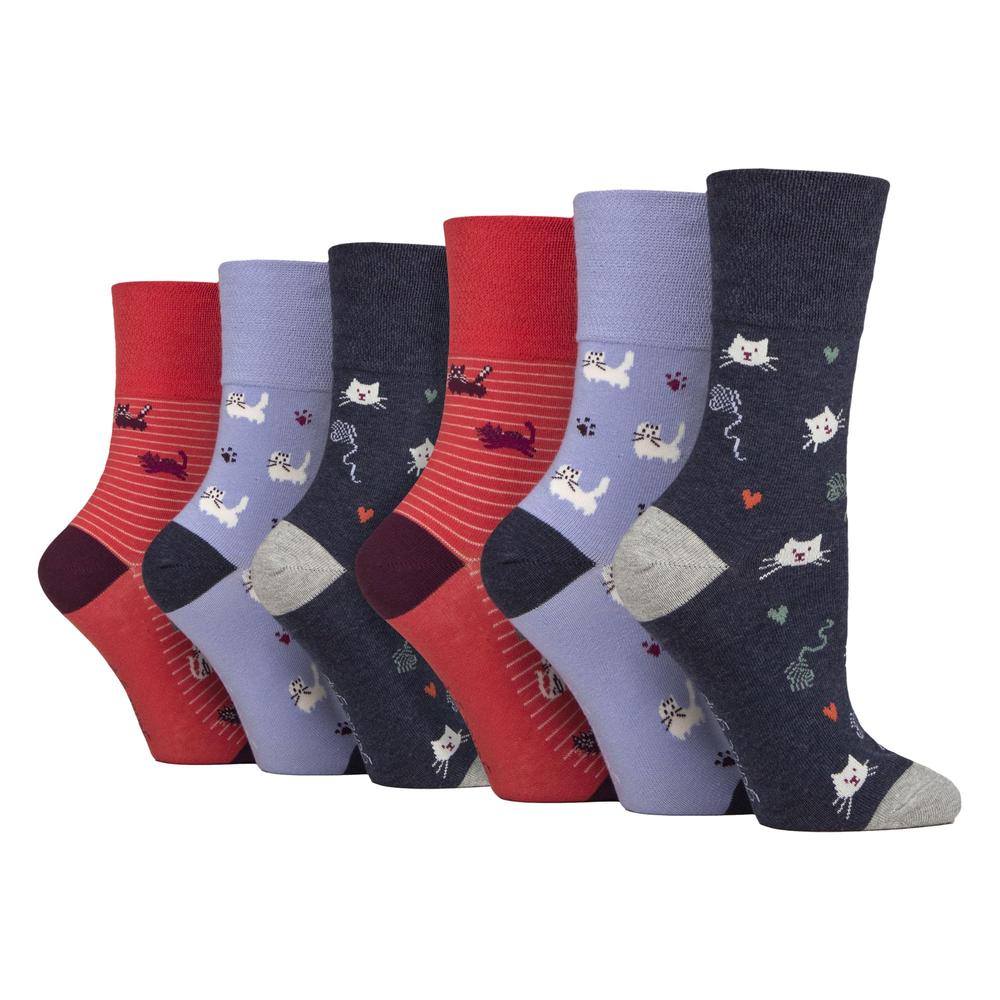 Sock Shop Gentle Grip Women's I'm A Cat Person - Animal Novelty Socks – 6 Pack | Non-Elastic Cotton Socks With Cute Dog, Cat & Wildlife Designs (4-8, )