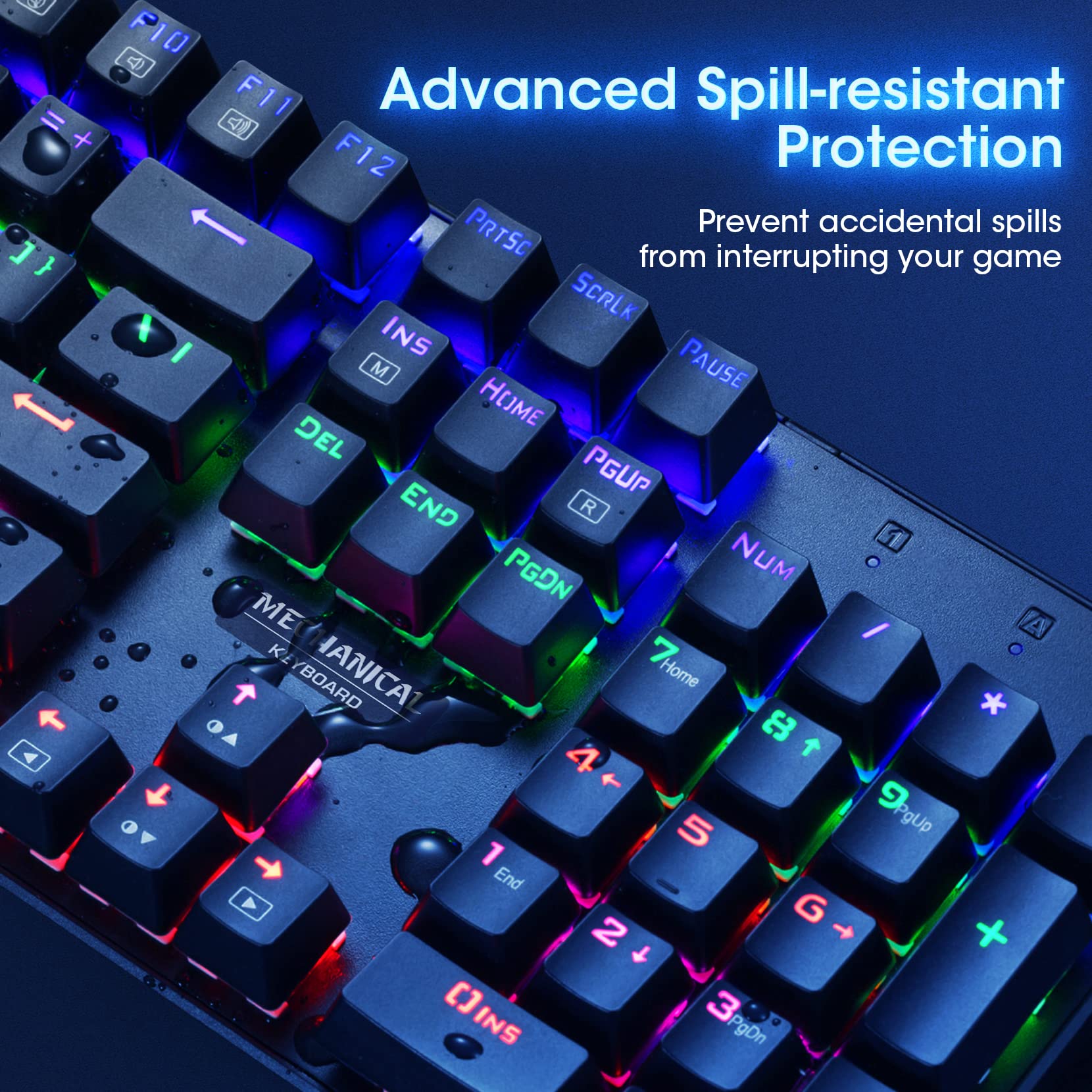 Buy Mechanical Gaming Keyboard,104 Keys UltraSlim Rainbow LED Backlit