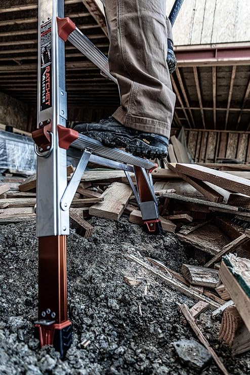 Little Giant Ladders, Revolution with Ratchet Levelers, M26, 26 ft, Multi-Position Ladder, RatchetTM leg levelers, Aluminum, Type 1A, 300 lbs weight rating (12026-801)
