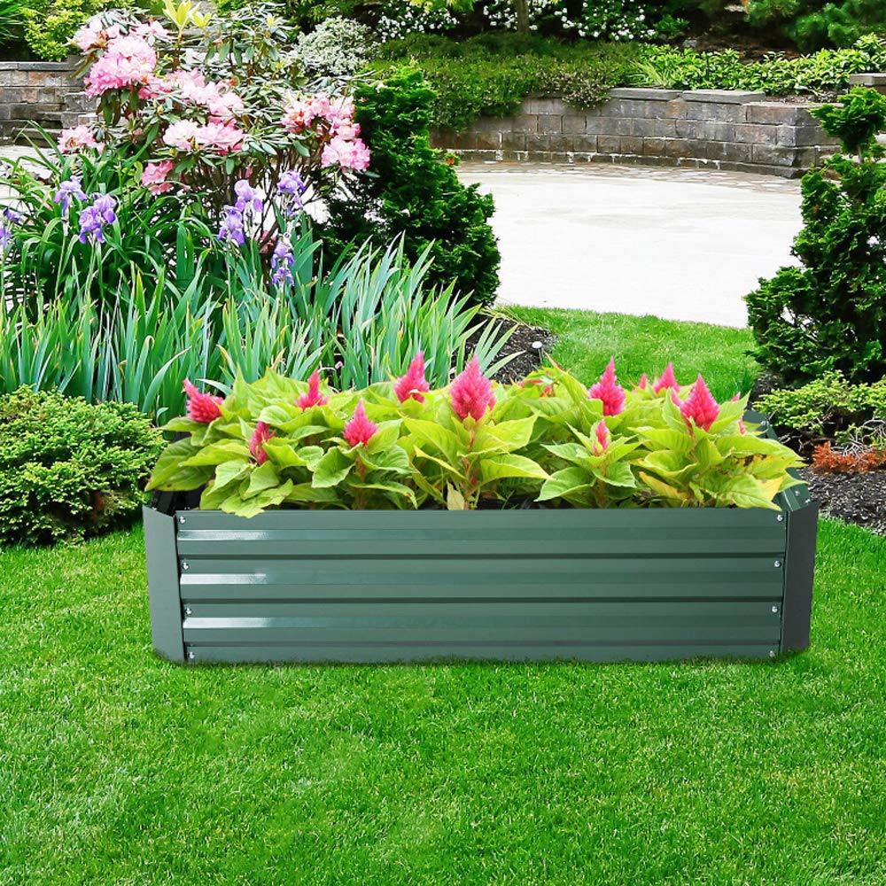 HENGMEI - Jardinera de Acero galvanizado, Rectangular, para balcón ...