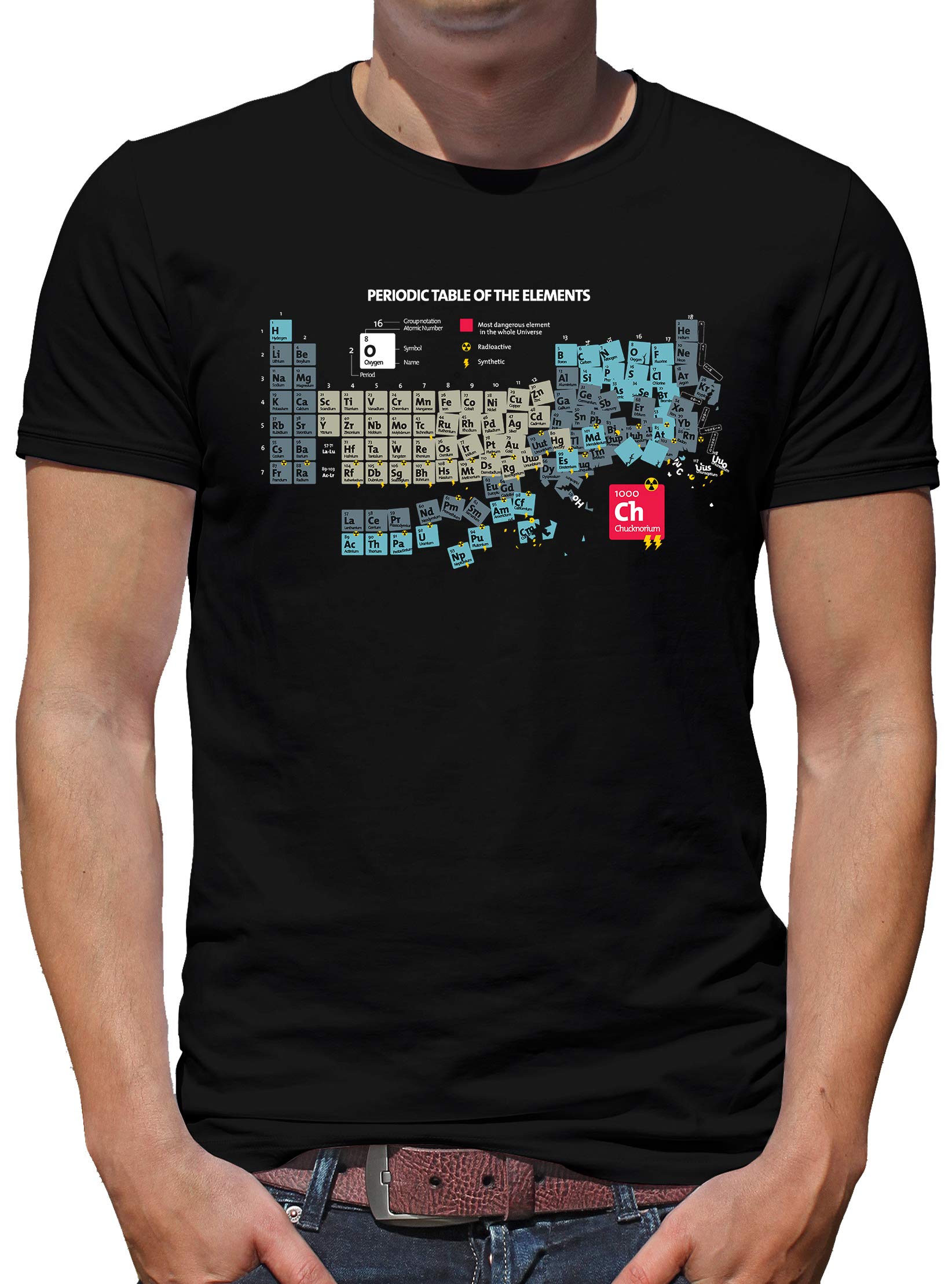 TShirt-People Chucknorium Chuck Sheldon Norris Element - Camiseta Con Cuello En V Para Hombre Negro S