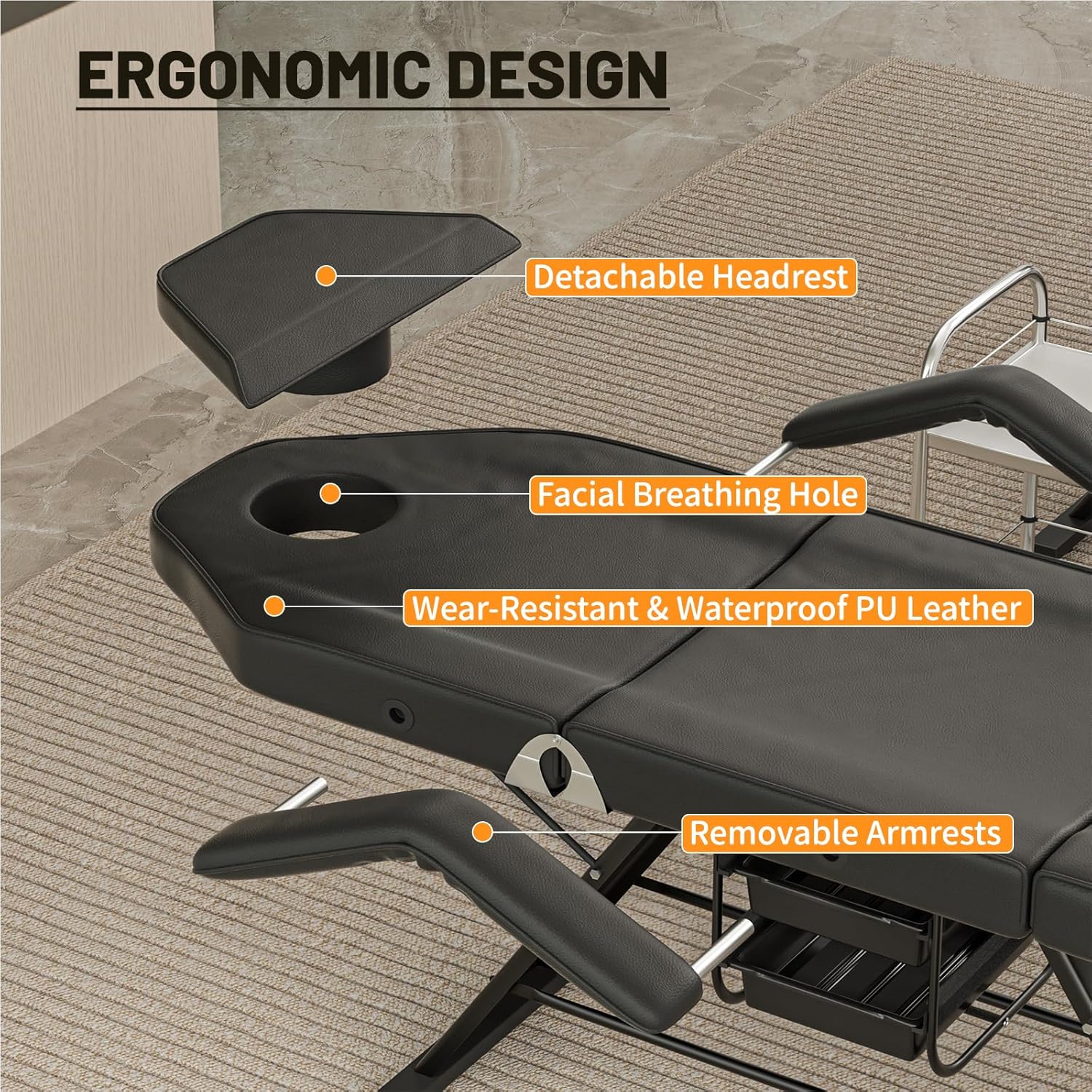 Spa Tattoo Chair, Adjustable Esthetician Bed, Multi-use Massage Table, Lash Bed with Storage for Beauty Heavy Duty Salon Chair Set