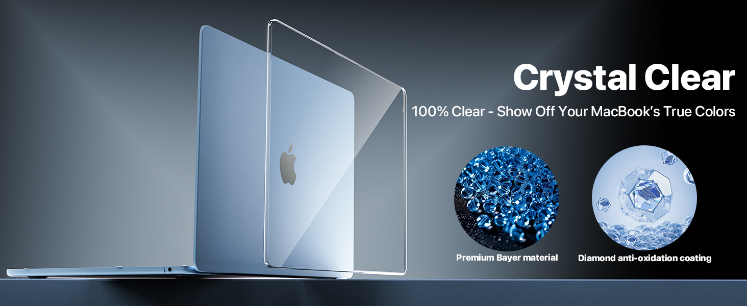 Soonjet Compatibel met MacBook Air 15 inch 2023-2024 M3 M2 [100% officiële kleur] [ultradunne pantser] matte harde beschermhoes voor laptop model A3114 A2941 - middernacht transparant