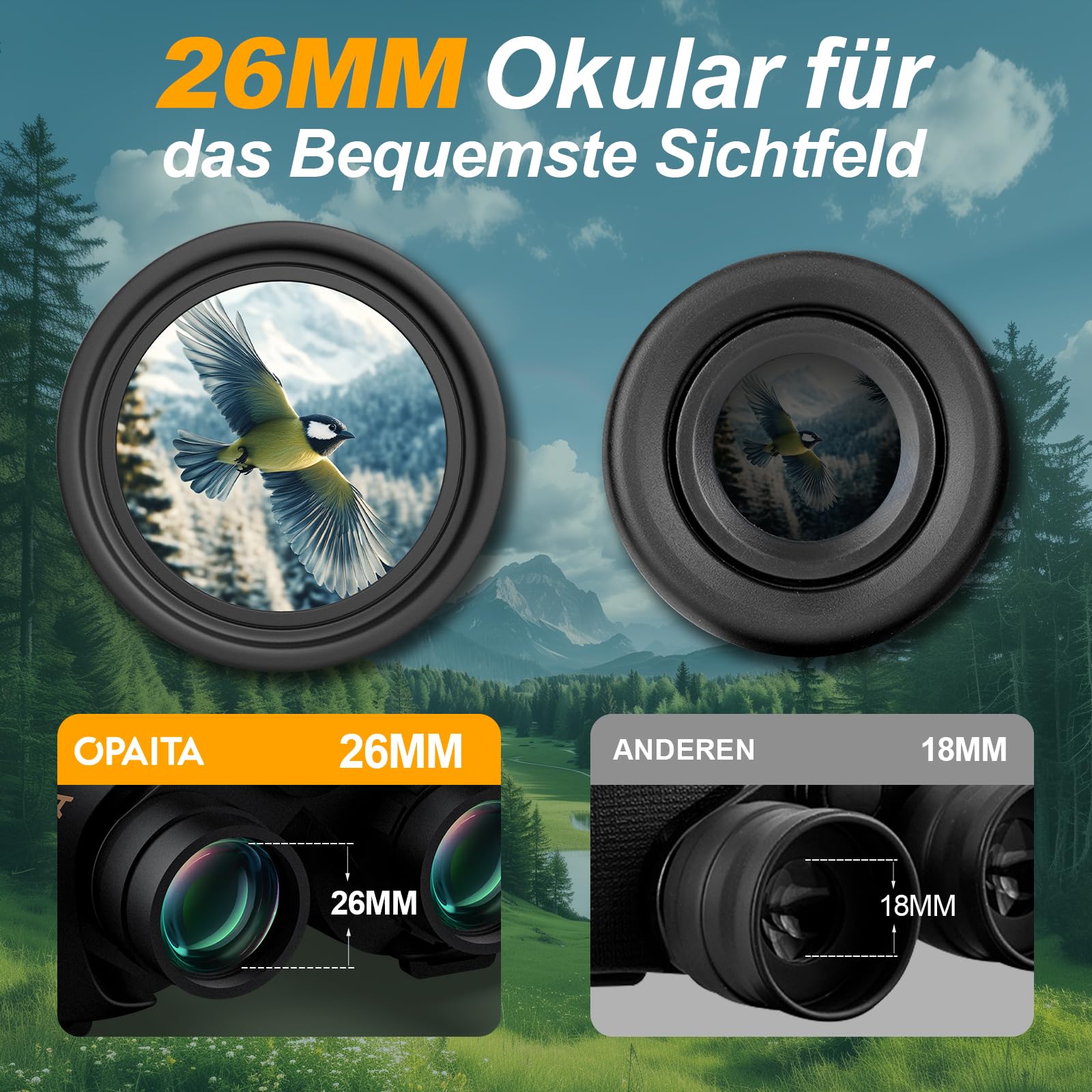 20x52 HD Fernglas für Erwachsene Jagd - Opaita Vogelbeobachtungs Ferngläser mit FMC-Objektiven - 26mm Großes Okular Clear View Fernglas - Profi Feldstecher für Wandern Kreuzfahrt Reisen