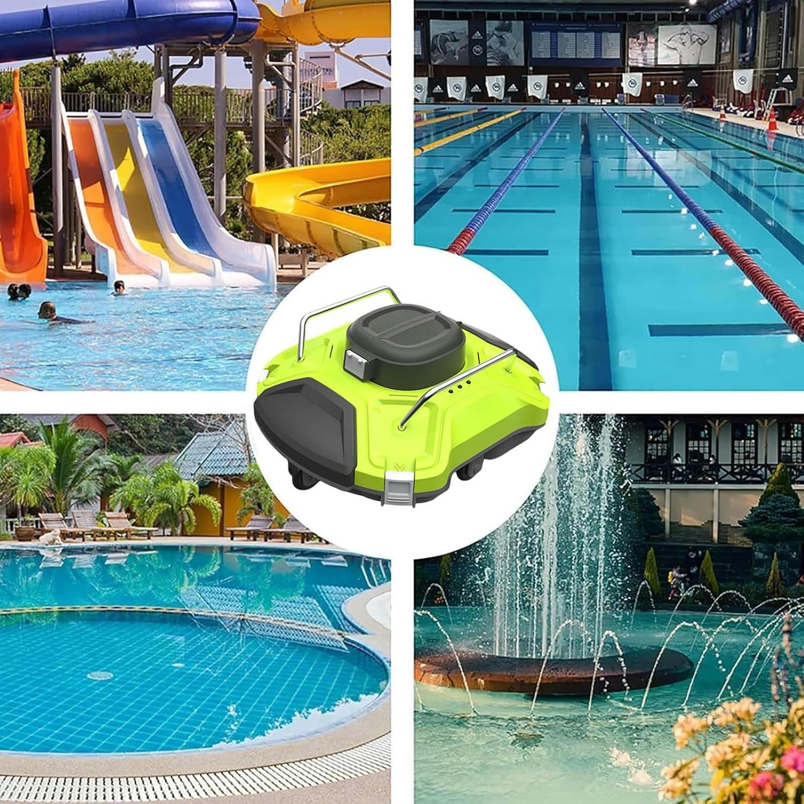 Aspirador de Hojas para Piscina, Limpiador automático subacuático, 4 Clips para Fijar el recogedor de Hojas, Piscina Plana sobre/enterrada