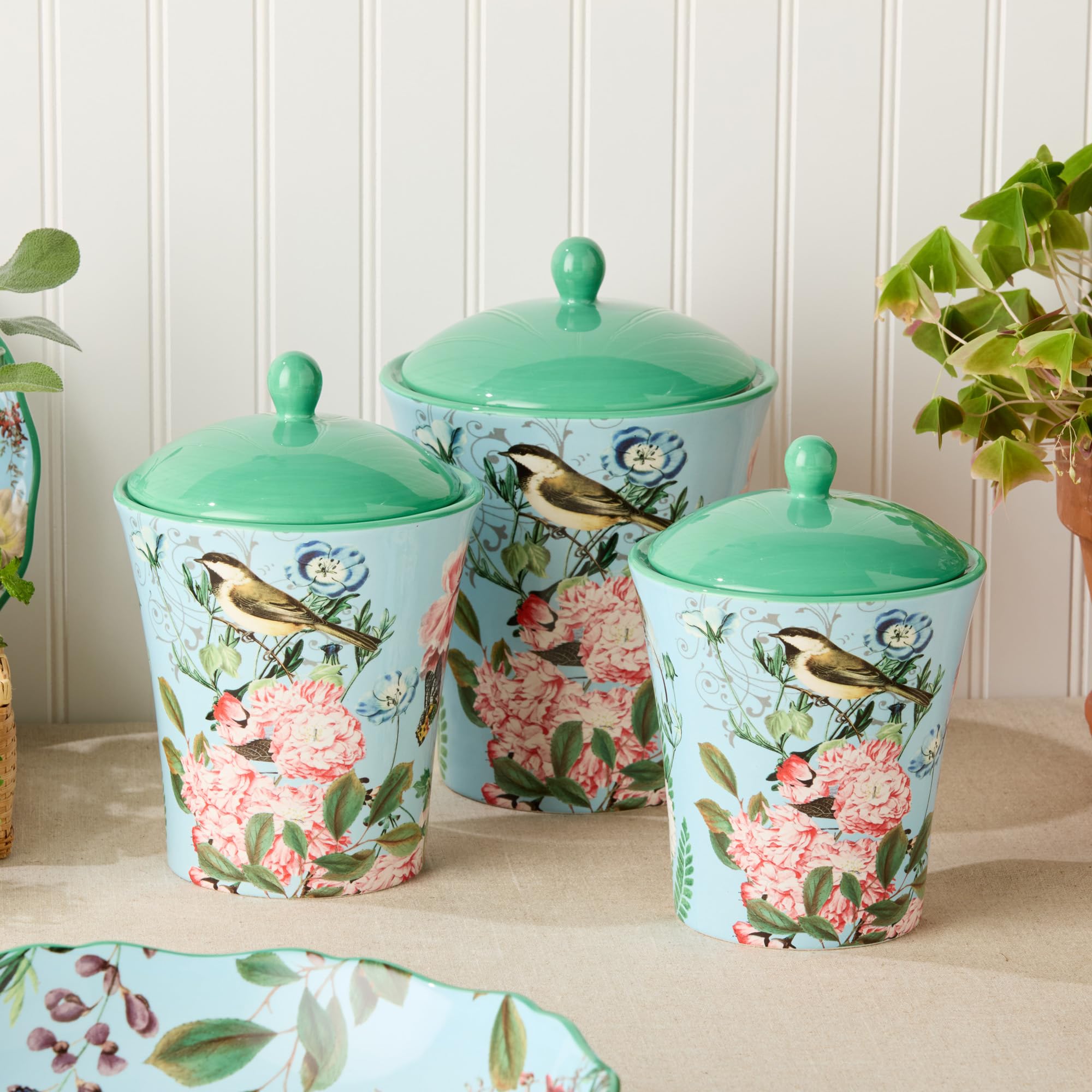 Amazon.com: Flora Ceramic Canister Set – 3-Piece Airtight  display picture 1