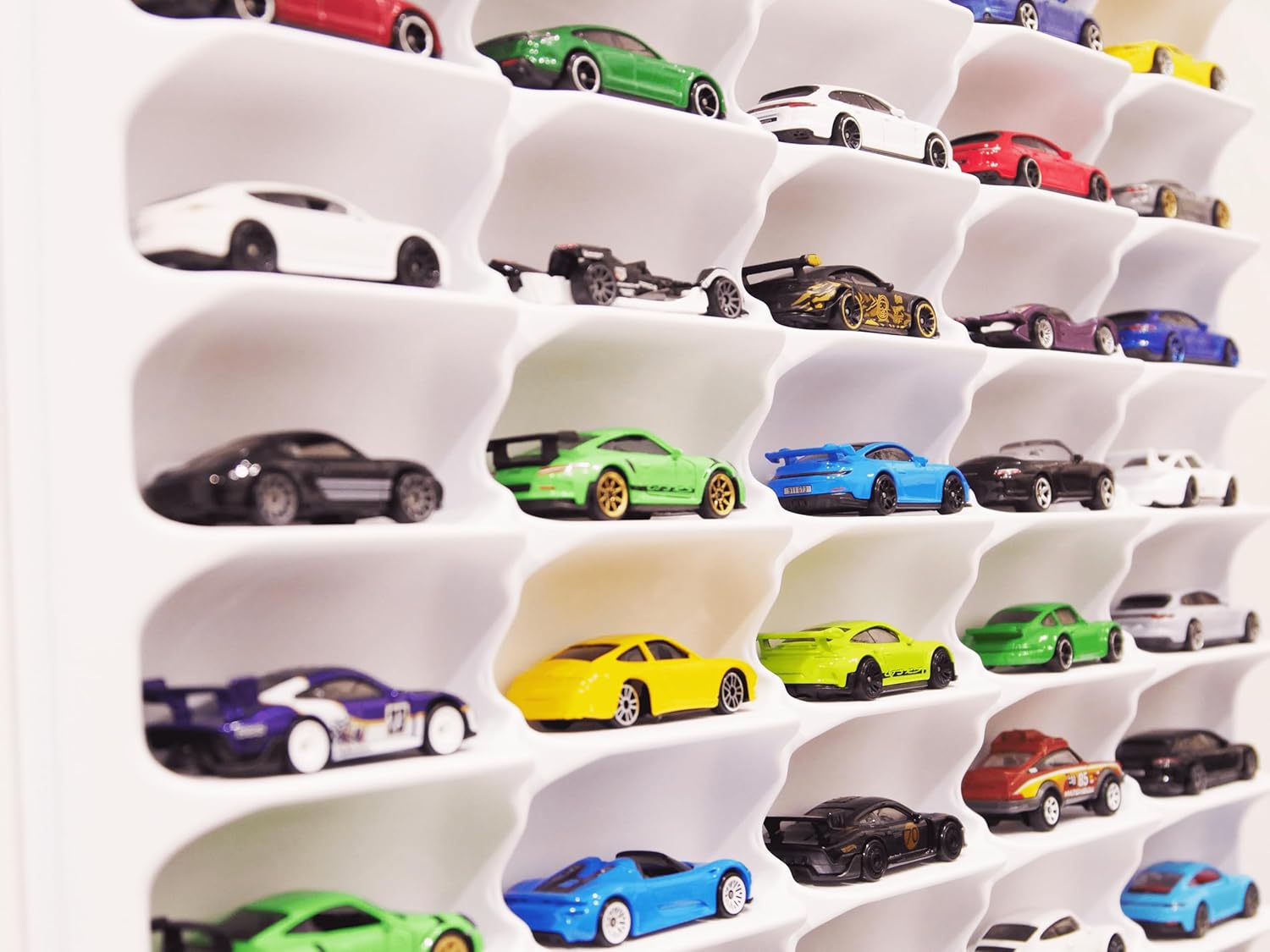 Mascar Displays Ultima Black Wall Mounted 1/64 Scale Car Diecast Display Case Storage Cabinet Shelf Wall Mount Rack for 65 Hot Wheels & 1/64 Scale Cars 20" W x 26" H