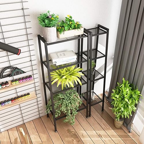 Miniatura 14 de soges Estante de escalera, estantería de 4 niveles, estantes de almacenamiento, baño, sala de estar, soporte de flores para plantas, estantes de