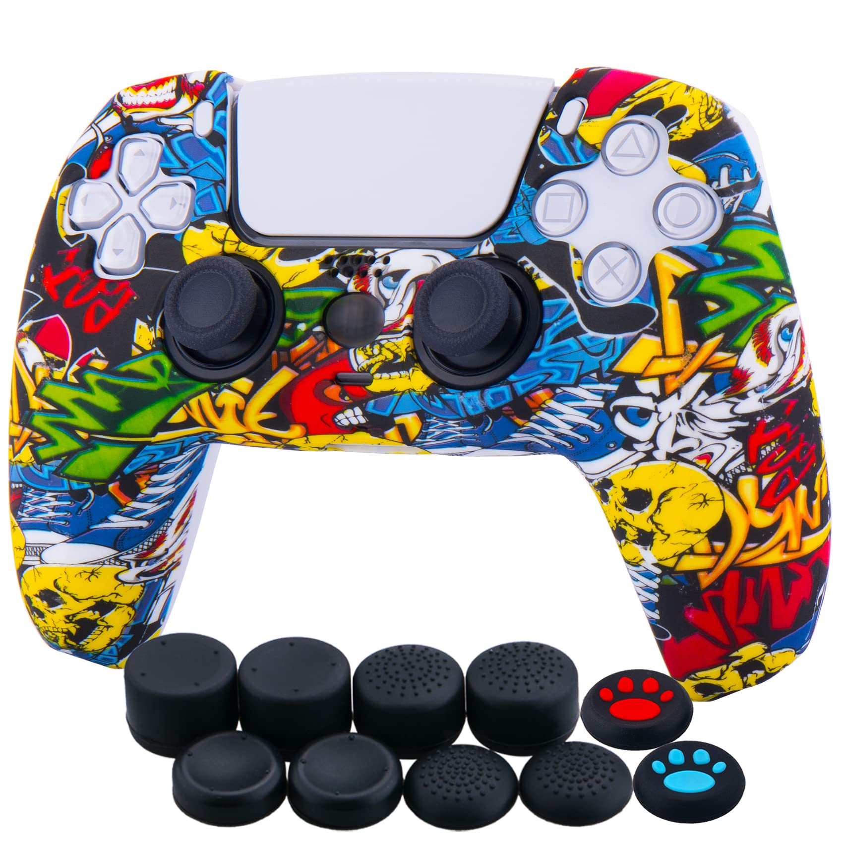 YoRHa Silicona Espesar Impresión Funda Piel Carcasas cubierta Compatible de PS5 Mando x 1 (Pintada) con Agarres para el Pulgar x 10 — view 8
