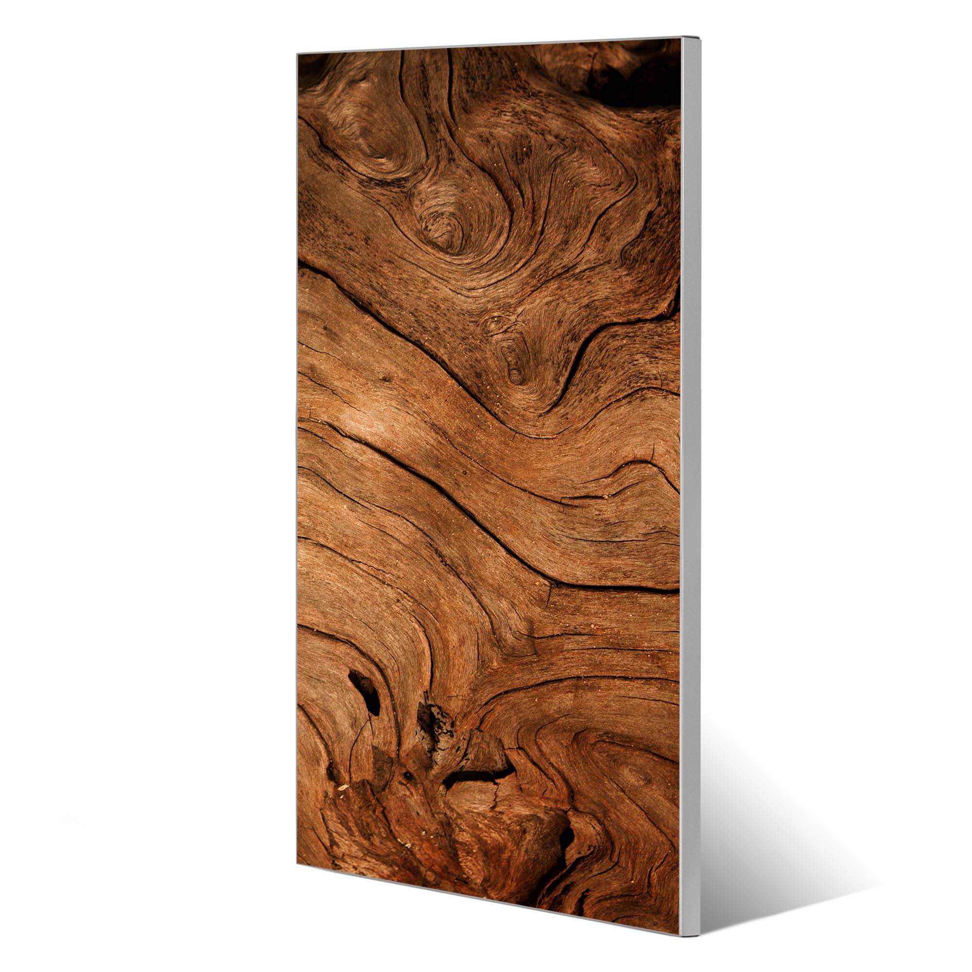 banjado® Magnettafel 37 x 78cm / Magnetwand aus Metall/Magnetpinnwand als Memoboard/Pinnwand Magnettafel Küche, Büro, Kinderzimmer inkl. 4 Magnete & Montageset - Motiv Trockenes Holz