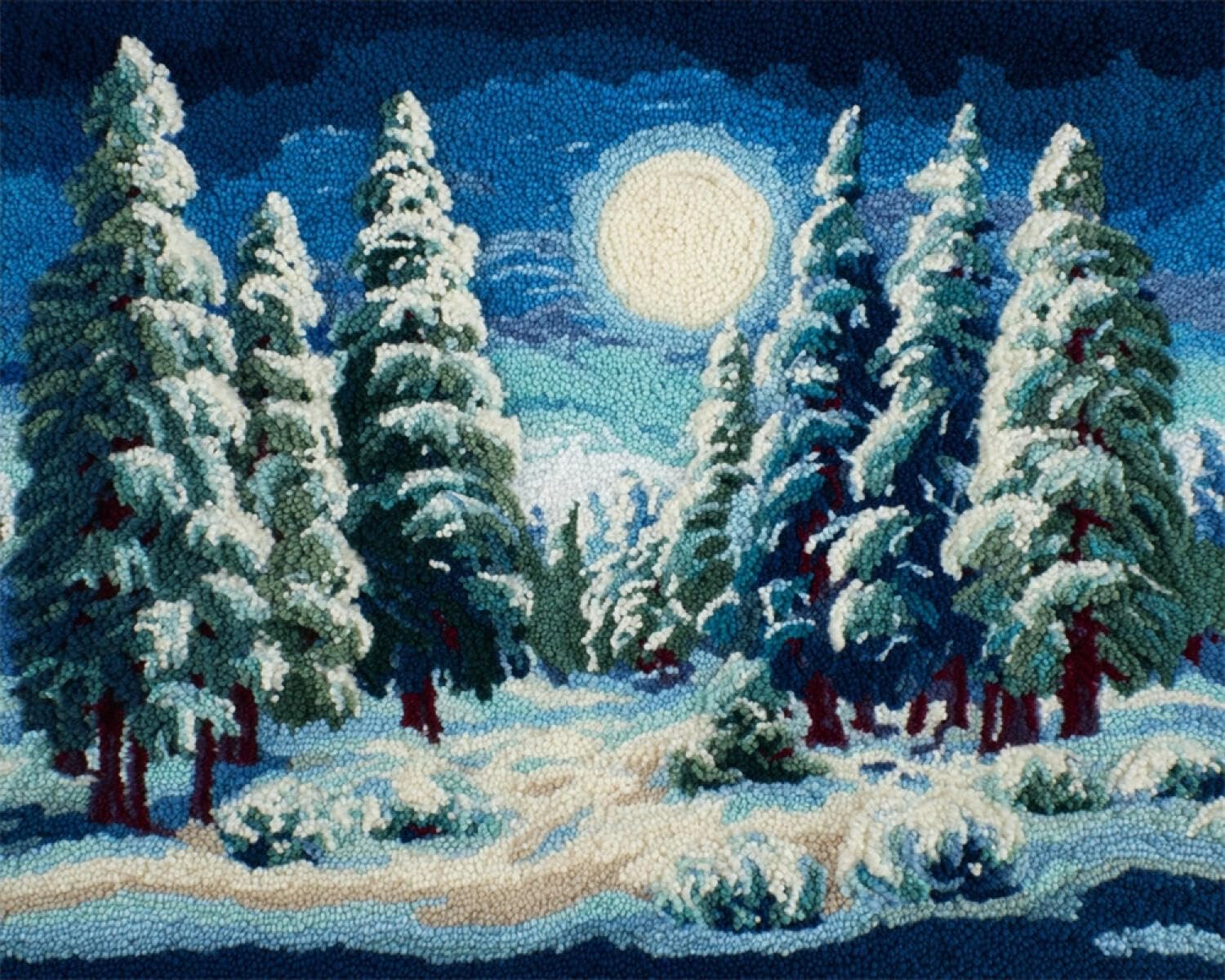 Henypt DIY Latch Hook Rug Kit Winter Pine Forest 80x160cm