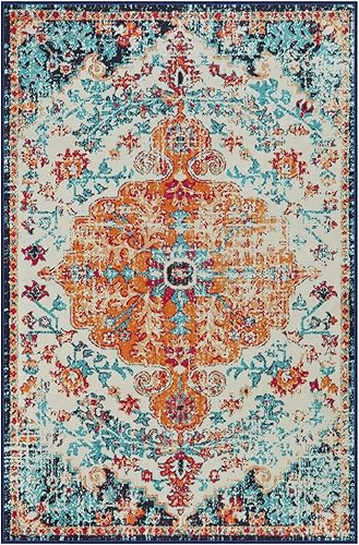 Miniatura 283 de Lahome Alfombra bohemia con medallón floral de 3 x 5 pies, suave, impresa, para baño, cocina, entrada, vestíbulo, vintage, antideslizante, lavable