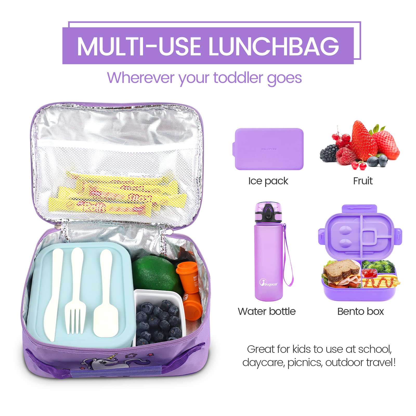 Borsa Termica Bambini 27x19x11cm - Lunch Bag Impermeabile Con Isolante - Foto 12