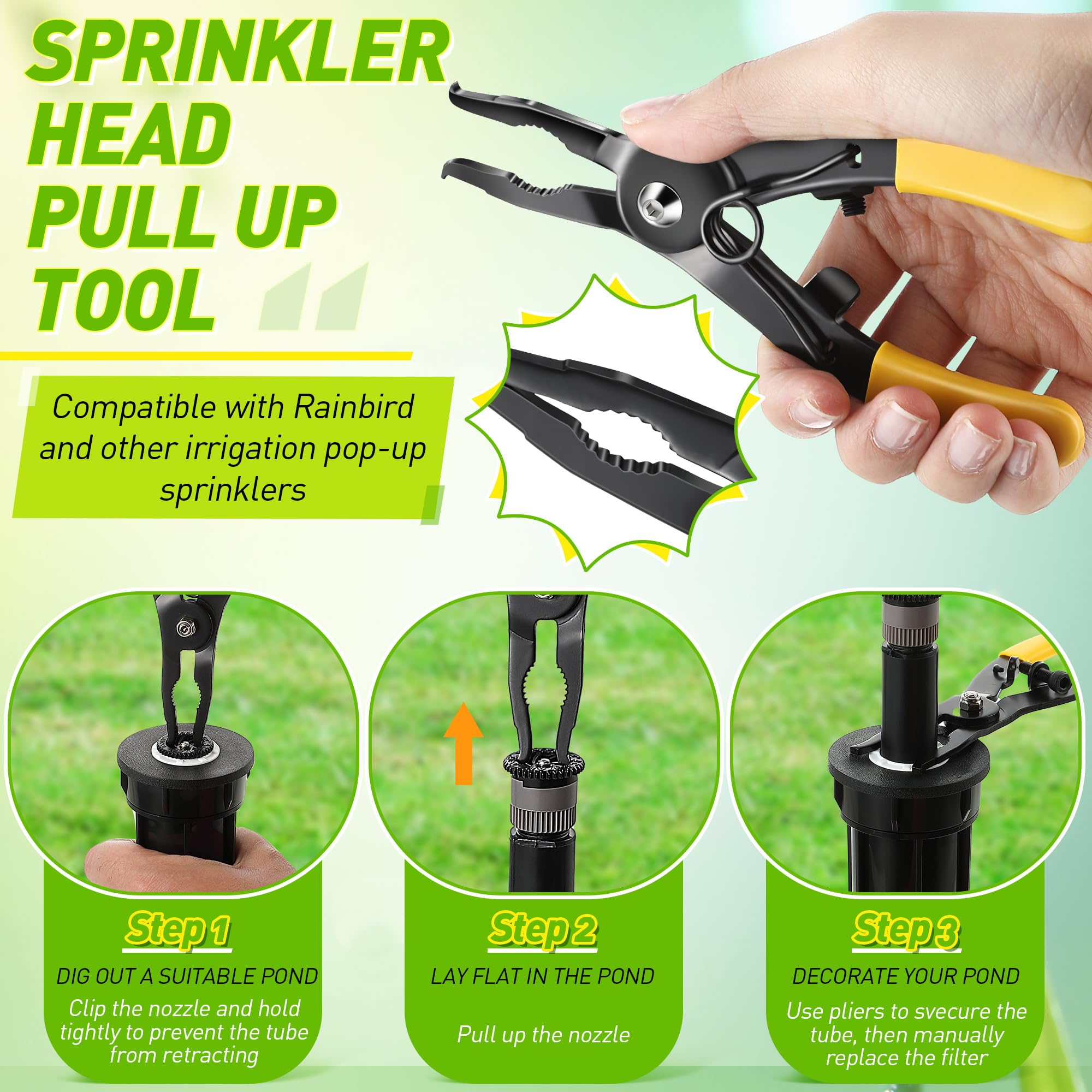 1 x Pop-Up-Sprinkler-Werkzeug, kompatibel mit Rainbird Hunter Sprinklerkopf | Pop-Up-Sprinklerkopf, Klimmzugwerkzeuge, kompatibel mit Rain Bird und Hunter Rasenbewässerungssystem-Reparatur