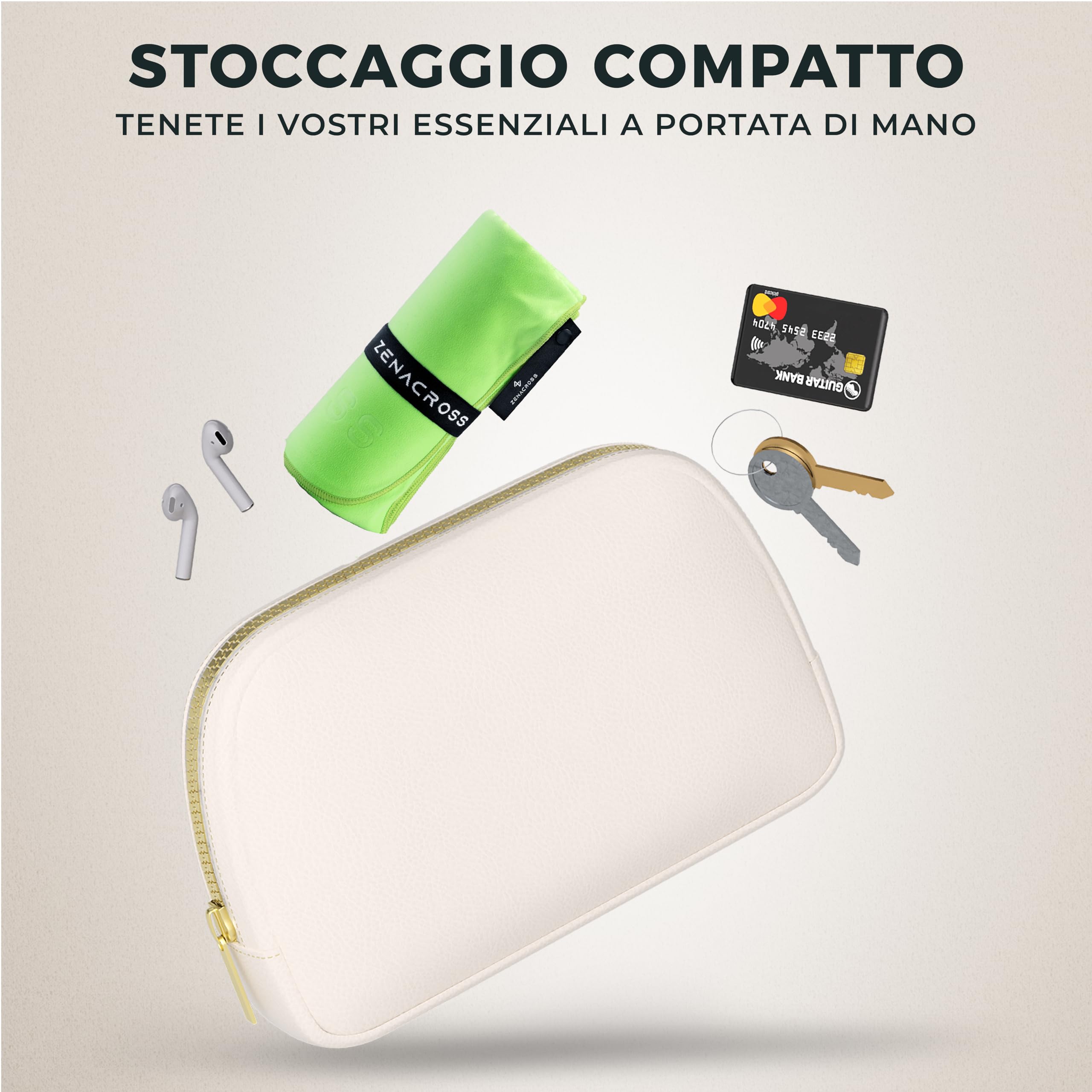 Zenacross Asciugamano Palestra 50x30cm - Asciugamano Microfibra a Rapida Asciugatura e Versatile - Telo Palestra Taglie S - Verde