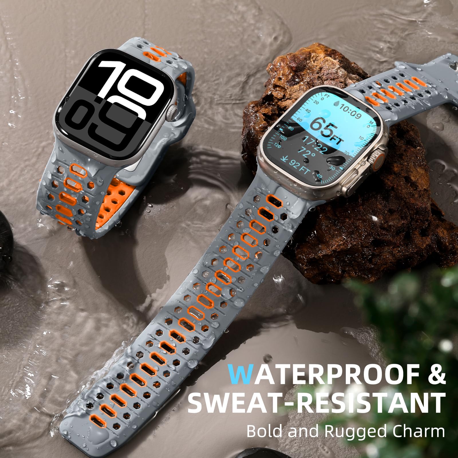 Maledan Sportowy pasek kompatybilny z Apple Watch Ultra 3, 49 mm, 46 mm, 45 mm, 44 mm, 42 mm, męski, wzór plastra miodu, oddychający silikonowy pasek do iWatch Series 11, 10, 9, 8, 7, 6, 5, 4, 3, 2, 1