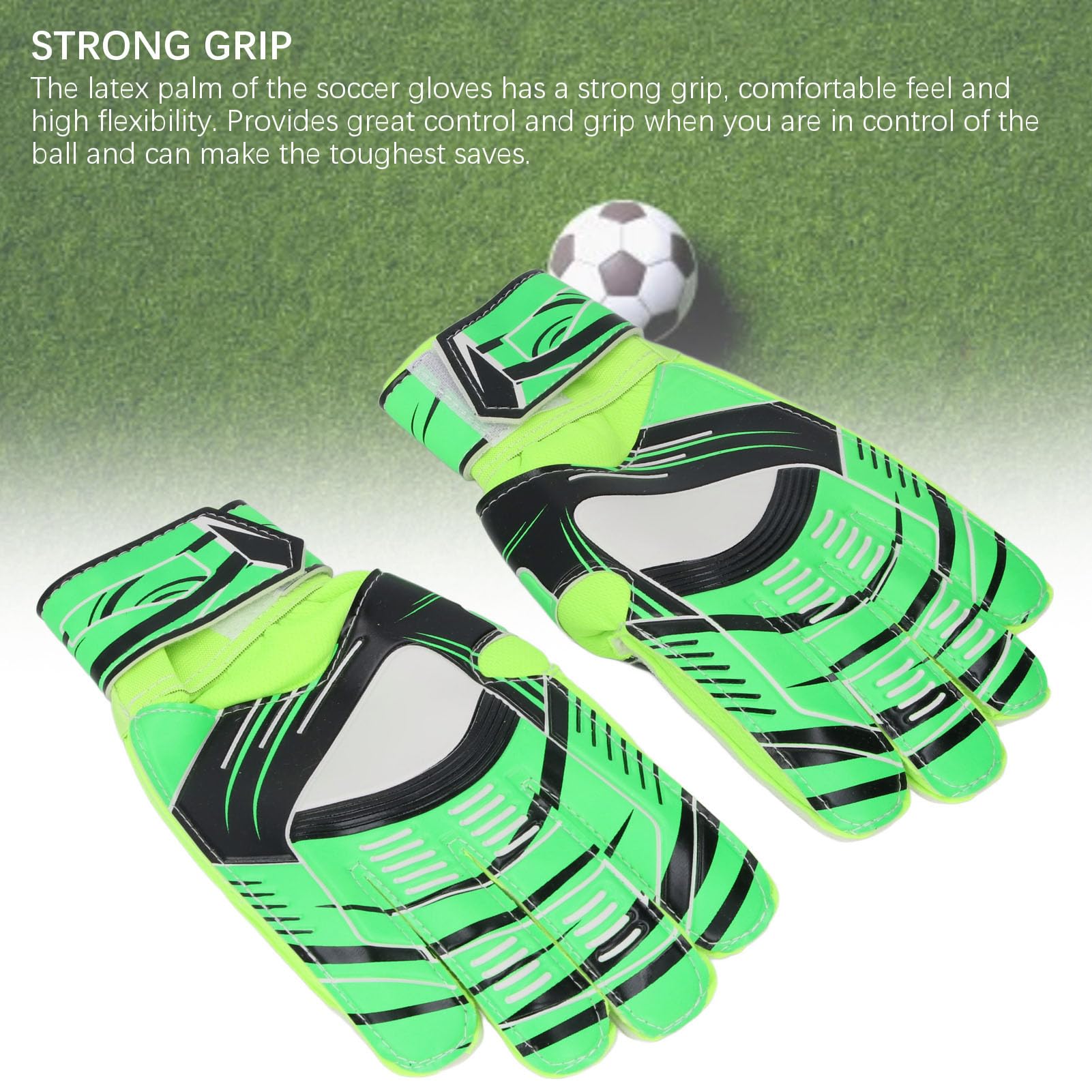 Zoeyilan 1 Pair Goalkeeper Gloves, Soccer Goalie Gloves, Soccer Gloves with Wrist Protection, Fingersave, Non Slip, Wear Prevention, Strong Grip, for Youth, Adults (Green)