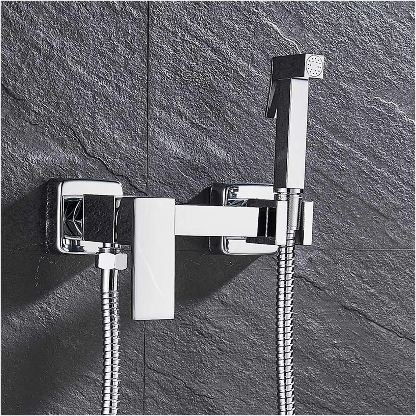 Handheld Bidet Sprayer for Toilet, Wall Mounted Bathroom Cloth Diaper Sprayer Set Brass Bidet Sprayer Kit with Hot and Cold Water for Personal Hygiene,Chrome (Chrome)
