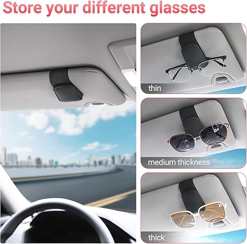 Miniatura 3 de Soporte para lentes de sol para visera de automóvil, clip magnético de cuero para gafas, accesorios interiores de automóvil para mujer y hombre, 2