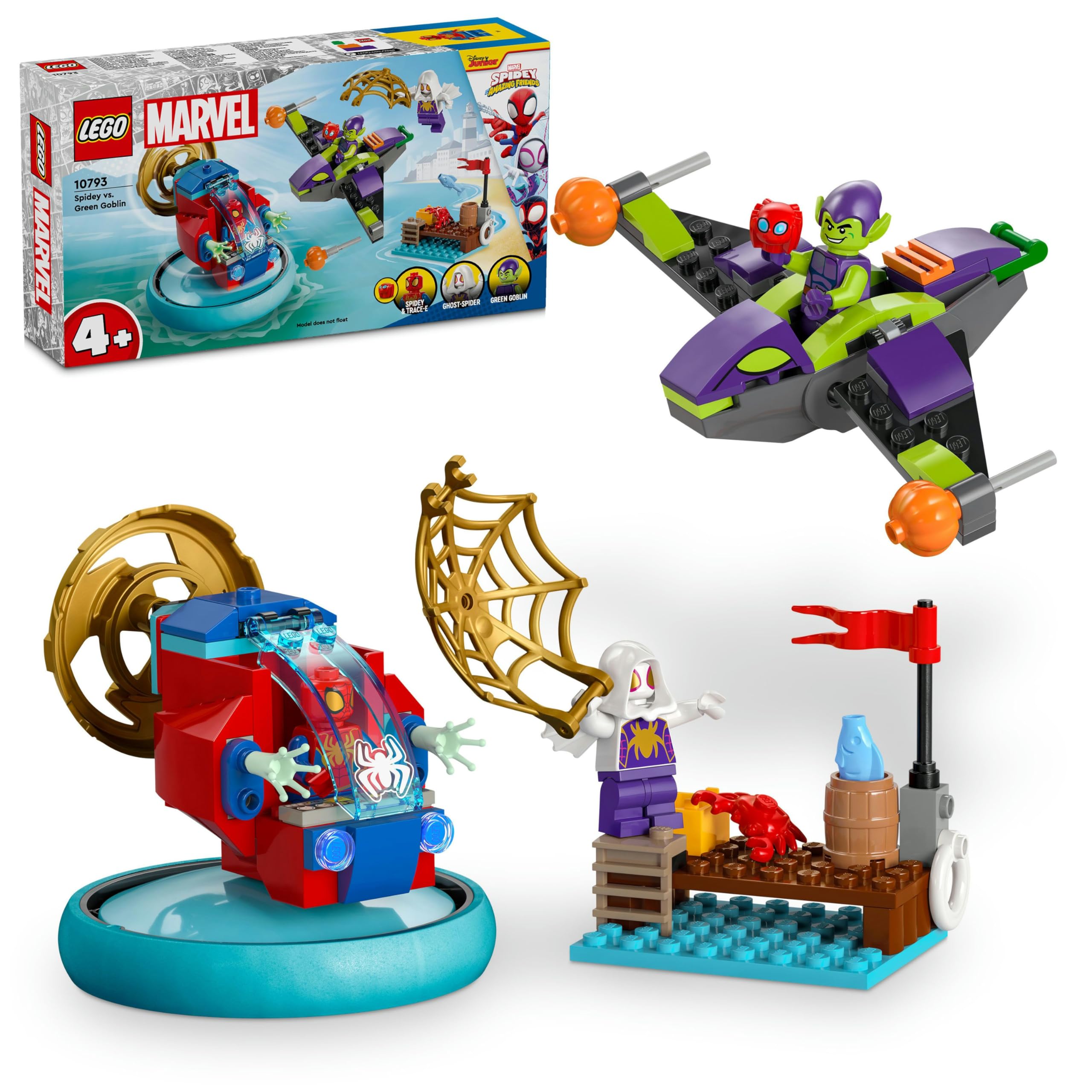 LEGO Spidey e i Suoi Fantastici Amici Spider-man vs. Goblin, Giochi per Bambini e Bambine da 4 Anni in su con Veicoli Giocattolo e 3 Minifigure di Supereroi, Idea Regalo di Compleanno 10793