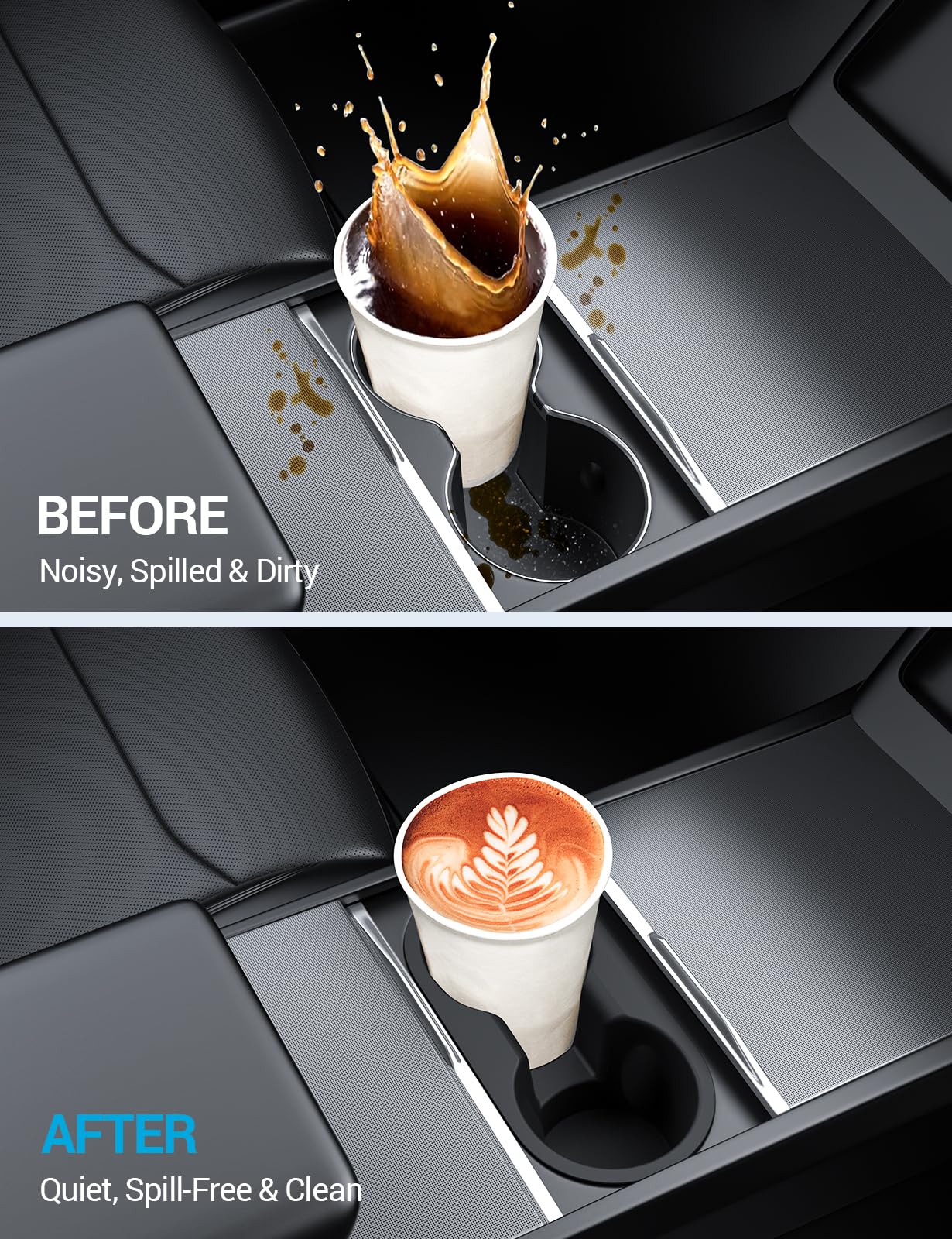 Motrobe Cup Holder Insert for 2025 2026 Tesla Model Y Juniper 2024 2025 2026 Model 3 Highland Anti-Shake Silicone Console Cupholder Tesla Accessories (Standard/Premium/Performance) Product Image 4