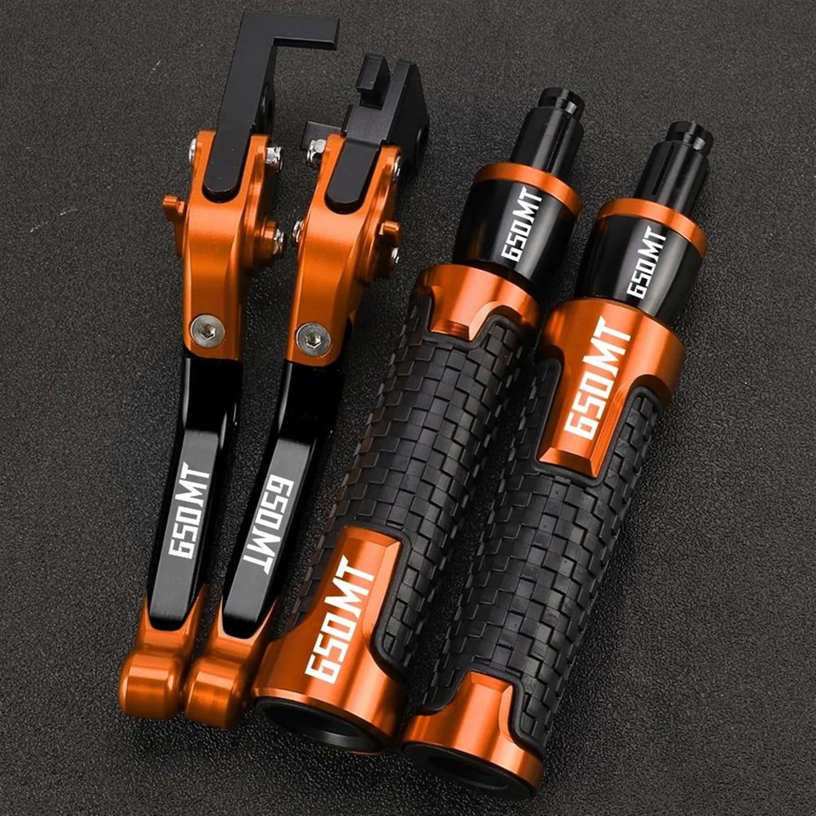 VTAIEX Motorbike Accessories Motorcycle Accessories Extendable Brake Clutch Levers for CFMOTO 650MT 650TR-G 650 MT TR-G 2023 2022 2021Hand Grips Handlebar Ends(Orange)