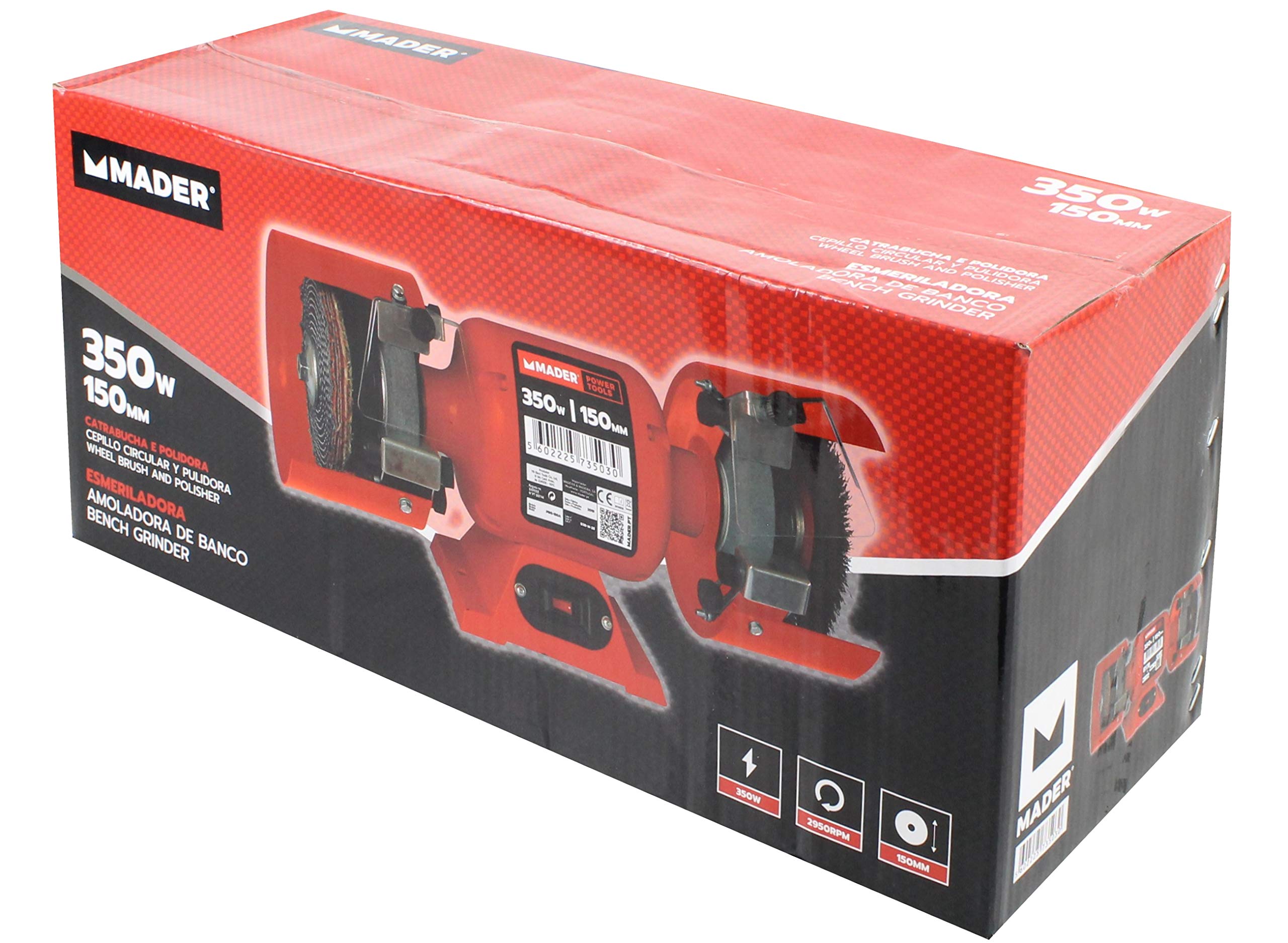Mader Power Tools 73503 Amoladora de Banco Eléctrica 350W, 150 mm