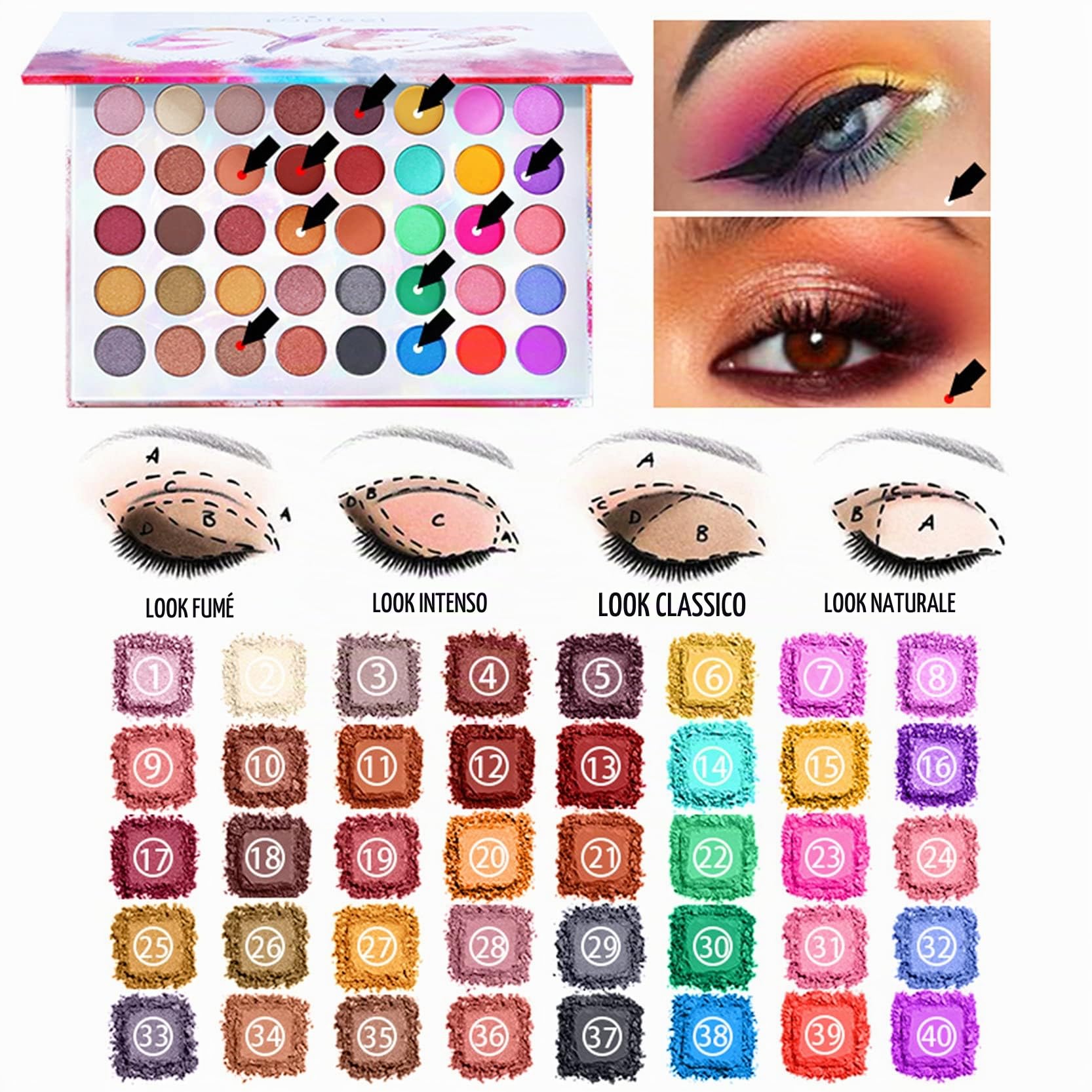 Kit per il Trucco di Bellezza, Set di Trucchi Completo Trousse di Trucchi Palette Ombretti Correttore Fard Cosmetics per il Trucco Palette Trucchi per Cosmetici Occhi Viso e Labbra
