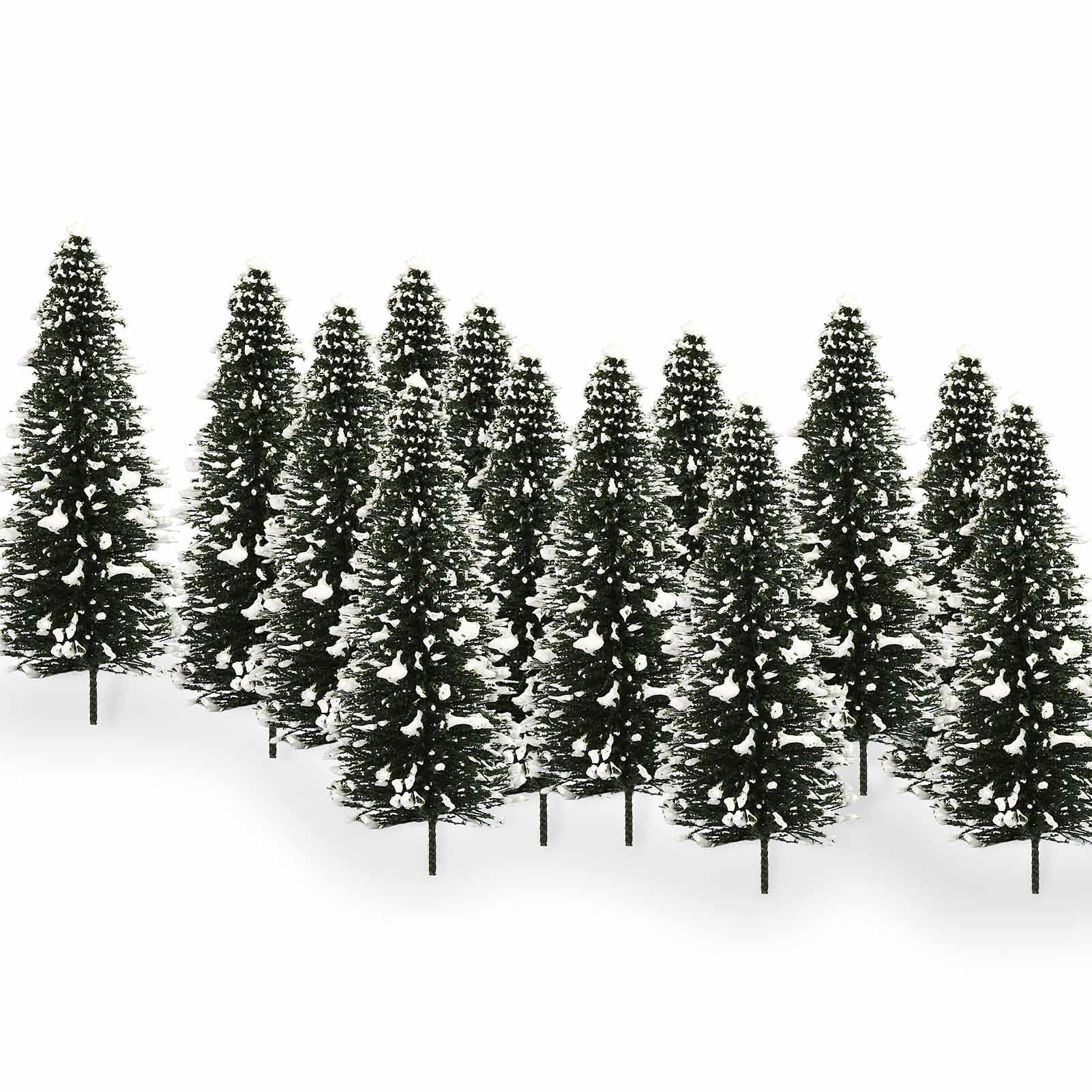 Evemodel 20pcs 100mm Model Tree Snow Covered Tree Mini Snow Frost Trees for Holiday Party Landscape for Home Christmas Decoration — image 1