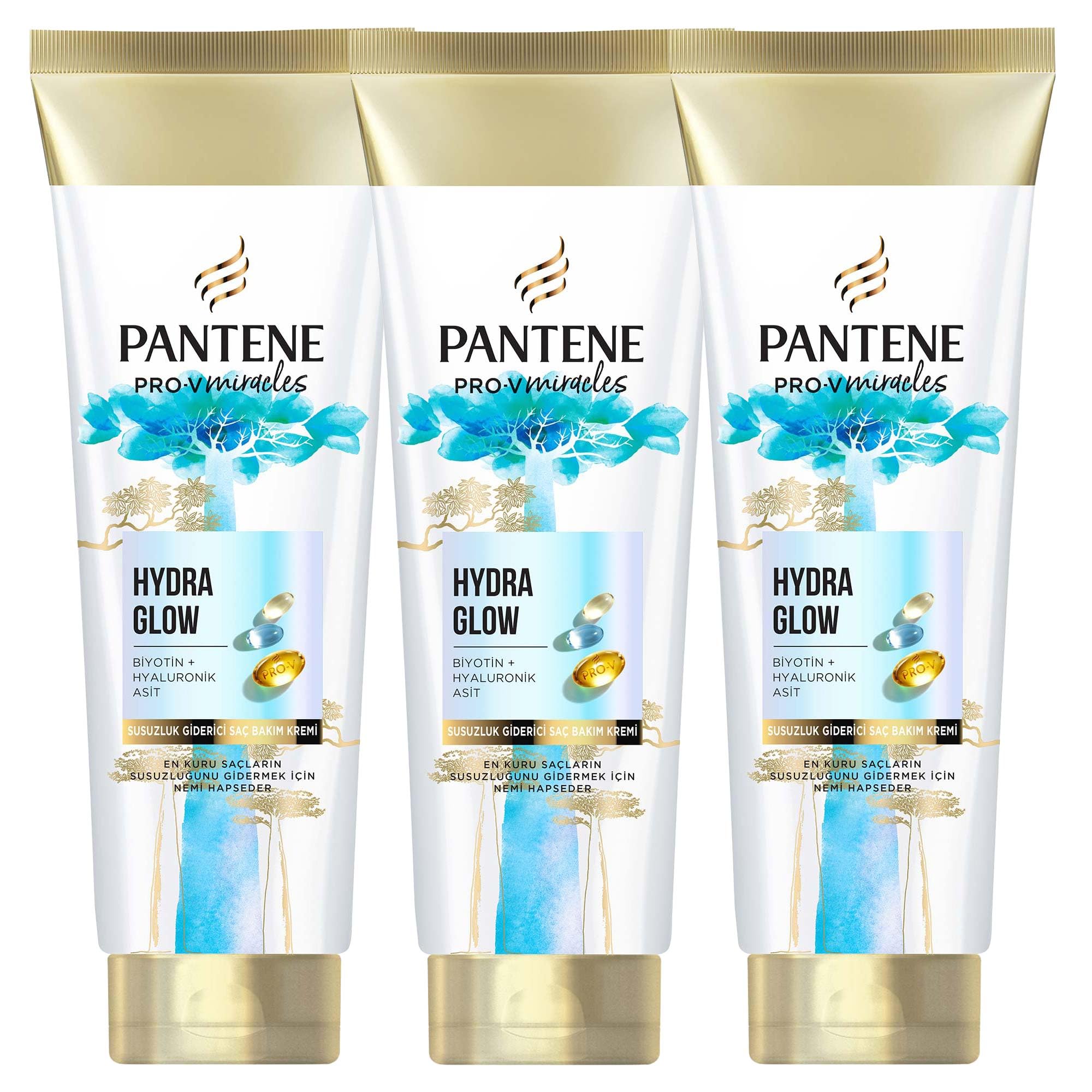 PANTENE PRO-V Miracles Hydra Glow Nemlendirici Saç Bakım Kremi Kuru Saçlar için 275 ml 3lü paket