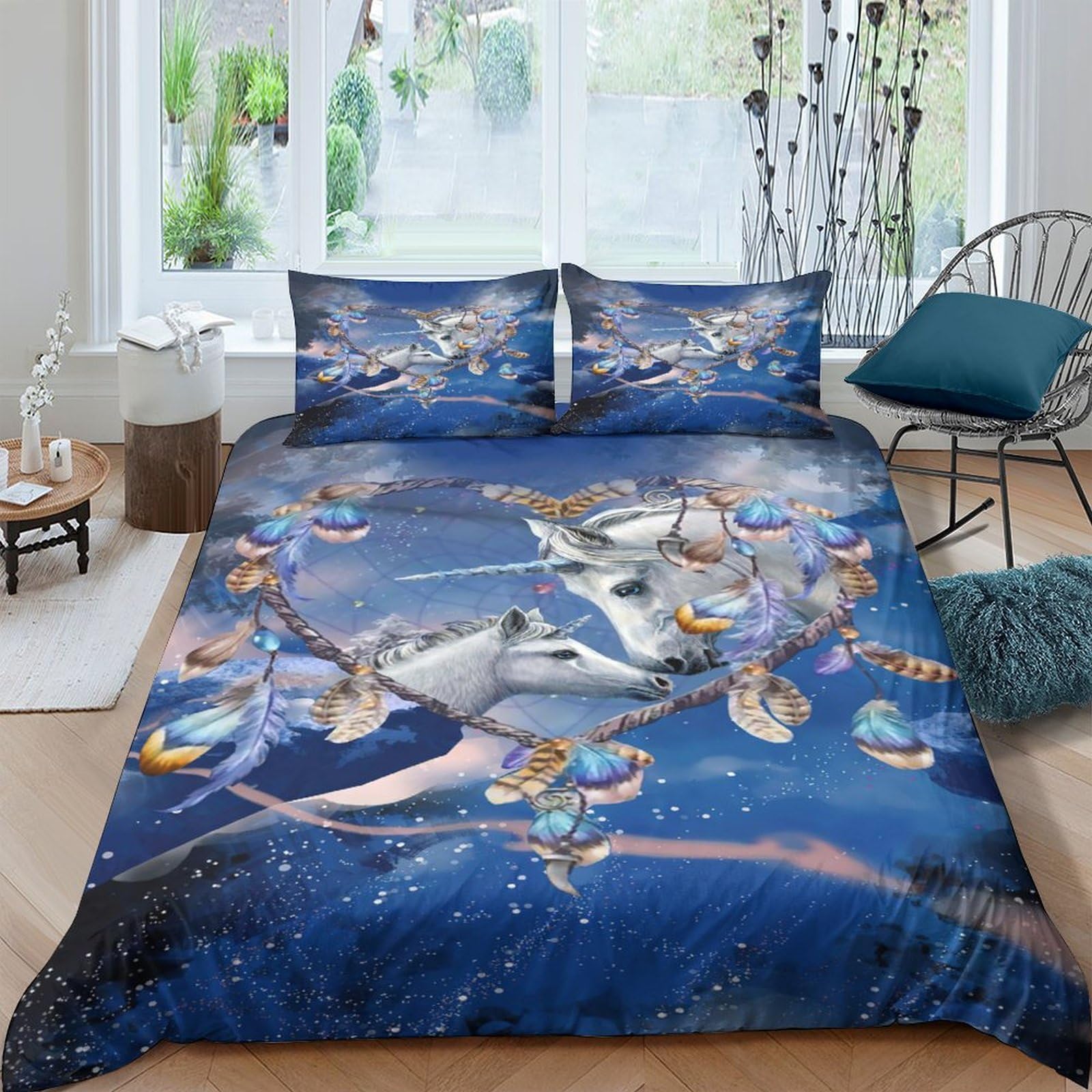 Ctjqhvkz Style-2 3D Printed Moon Dream Fitted Sheet Microfiber Blue Starry Night Mattress Cover For Bedroom Dorm Easy Care Single（135X200cm）