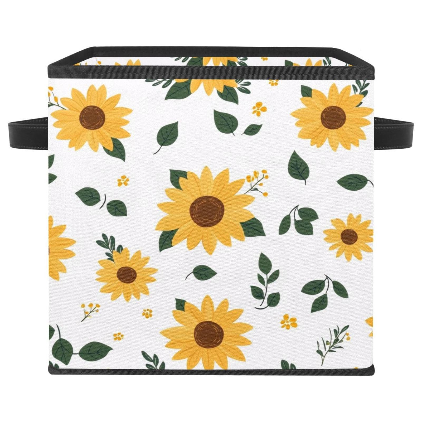 Panier de rangement pliable motif tournesol pour optimiser le dressing et les vêtements d'hiver