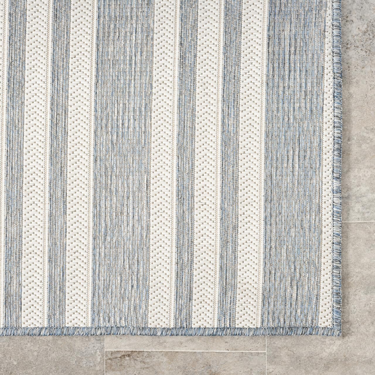 Abani Blue Area Rug – Ocean Collection – 4' x 6' Horizontal Striped Design – Indoor & Outdoor Use – UV Protected, Fade-Resistant, Easy to Clean – Durable for Patio, Deck, Entryway, or Kitchen