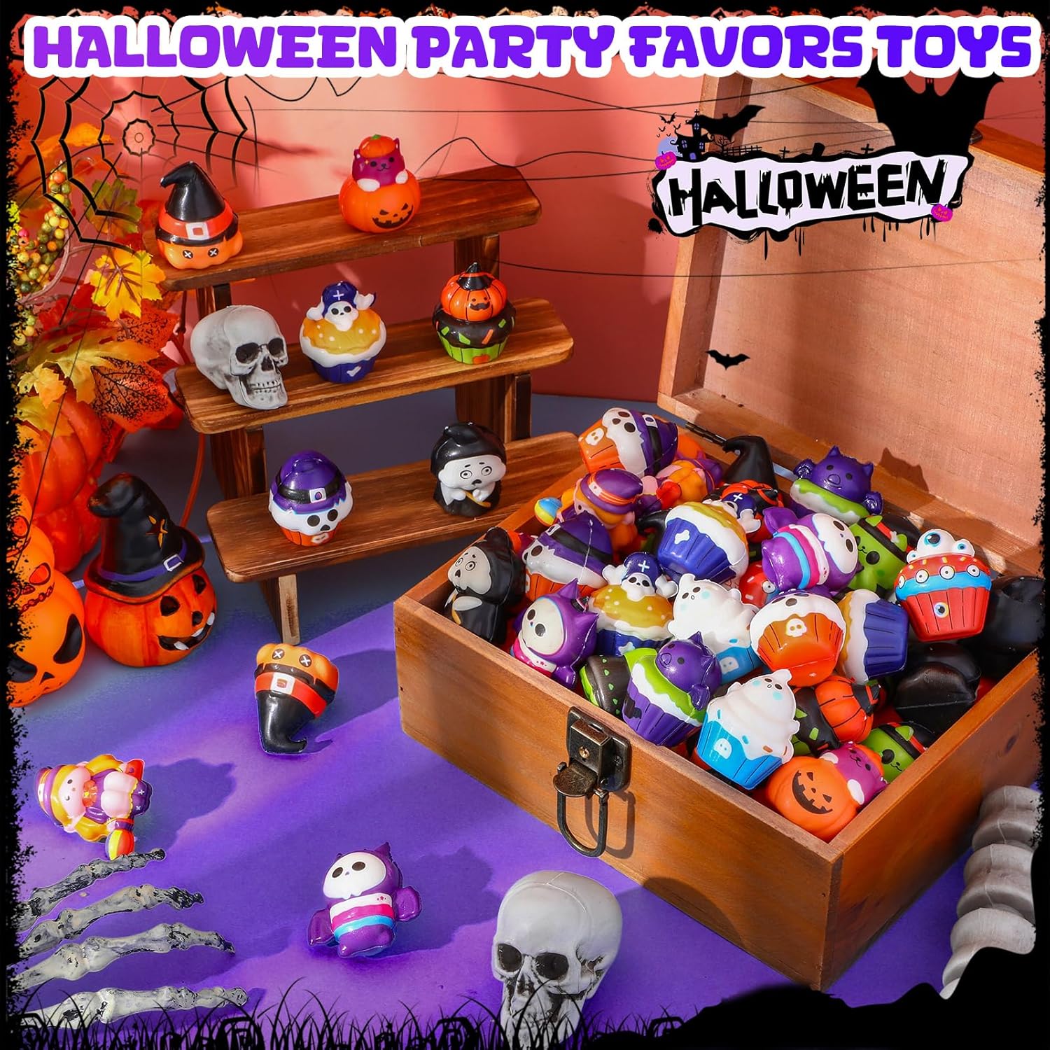 48 Pack Halloween Squeeze Toys, Trick or Treat Basket Stuffers Halloween Stress Toys, Soft Squeeze Toy Slow Rising Ghost Toy for Party Favors Classroom Rewards - Image 4