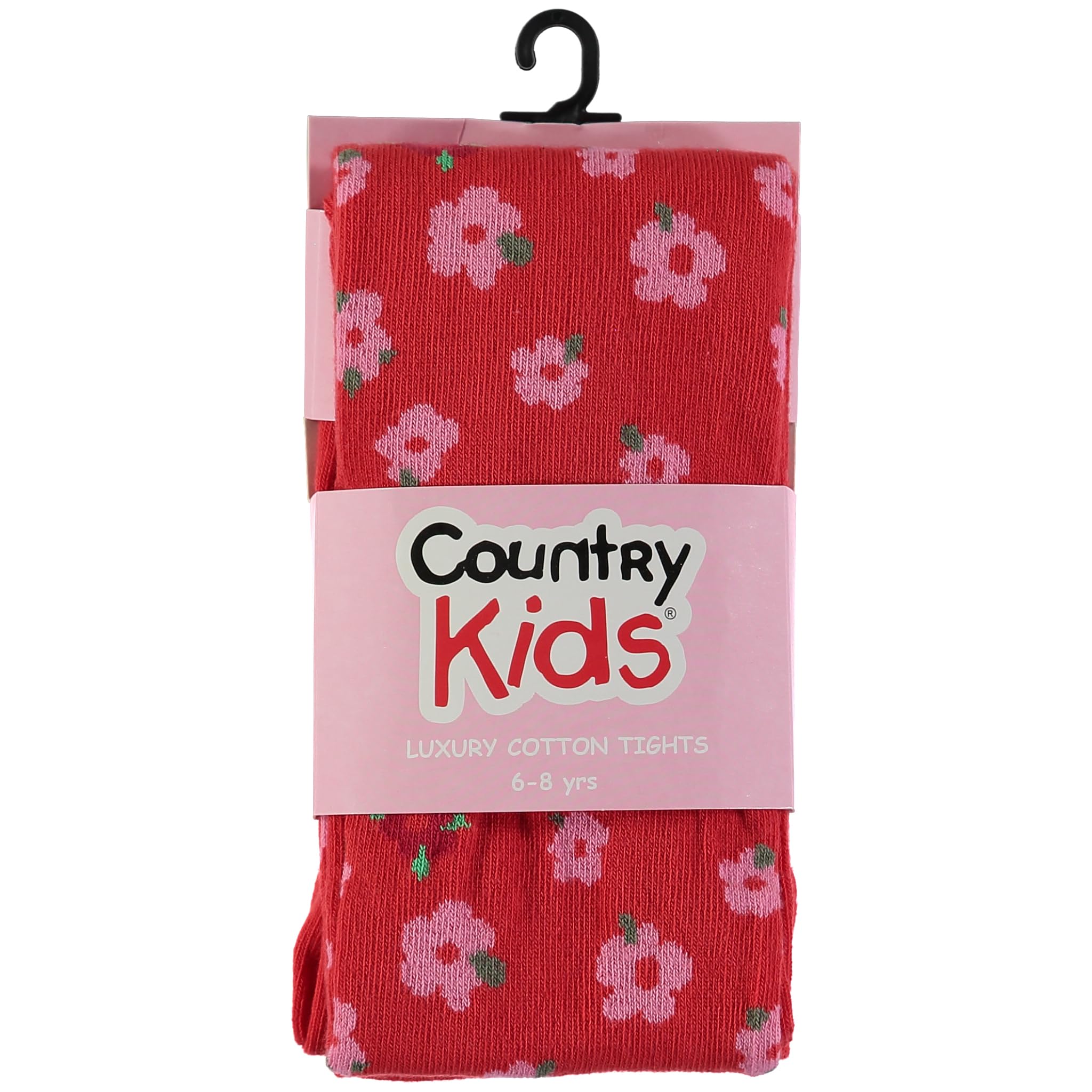 Country Kids Girl's Floral Print Tights, Red (Red), 6-12 Months Manufacturer Size Months UK