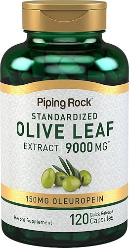 Piping Rock Extracto de hoja de olivo 750 mg 120 cápsulas Suplemento estandarizado Sin OMG, sin gluten