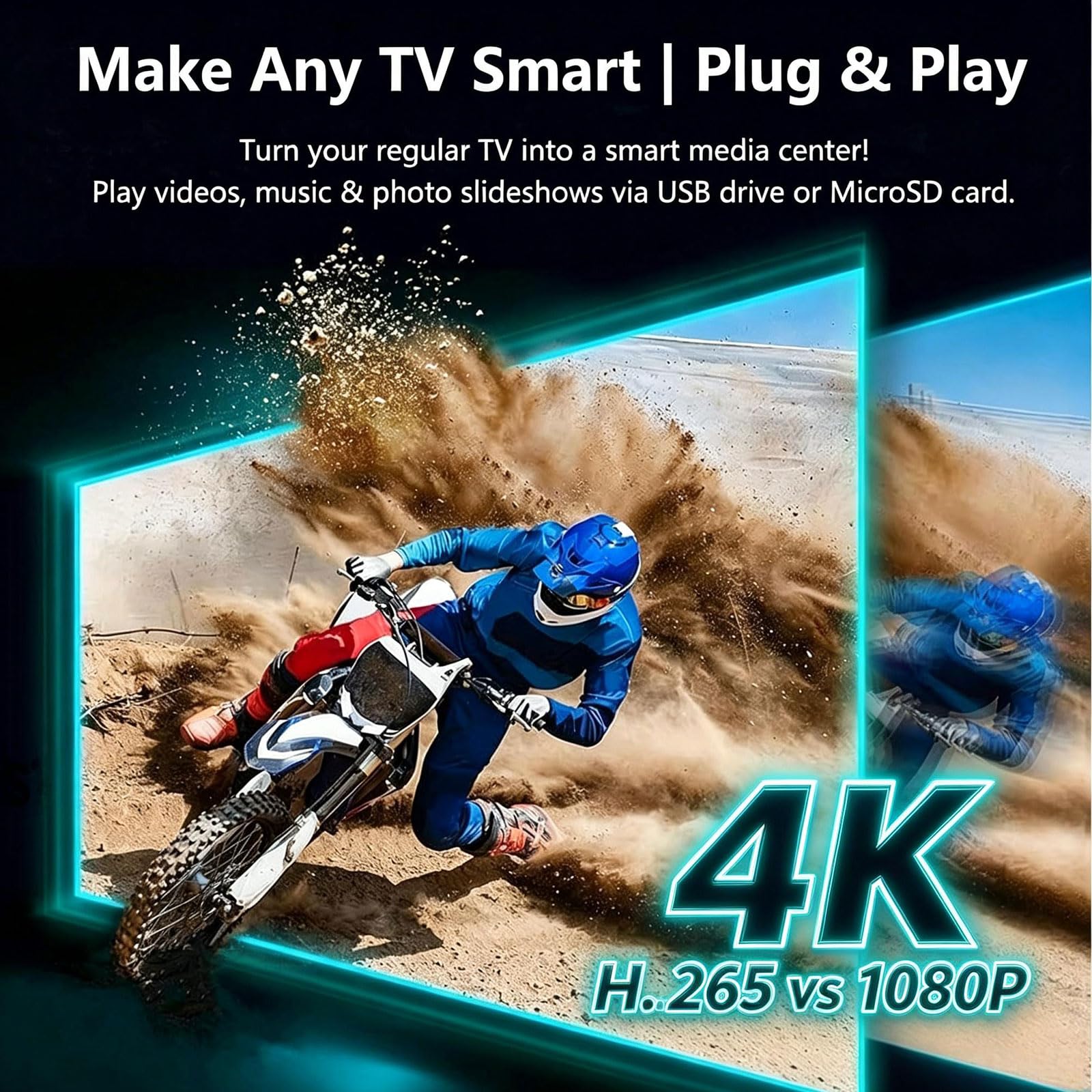 Lettore multimediale digitale HD 4K, lettore video MP4 TV per unità USB/scheda Micro SD, segnaletica digitale, riproduzione automatica, H.265/HEVC, uscita ottica/HDMI/AV, grigio