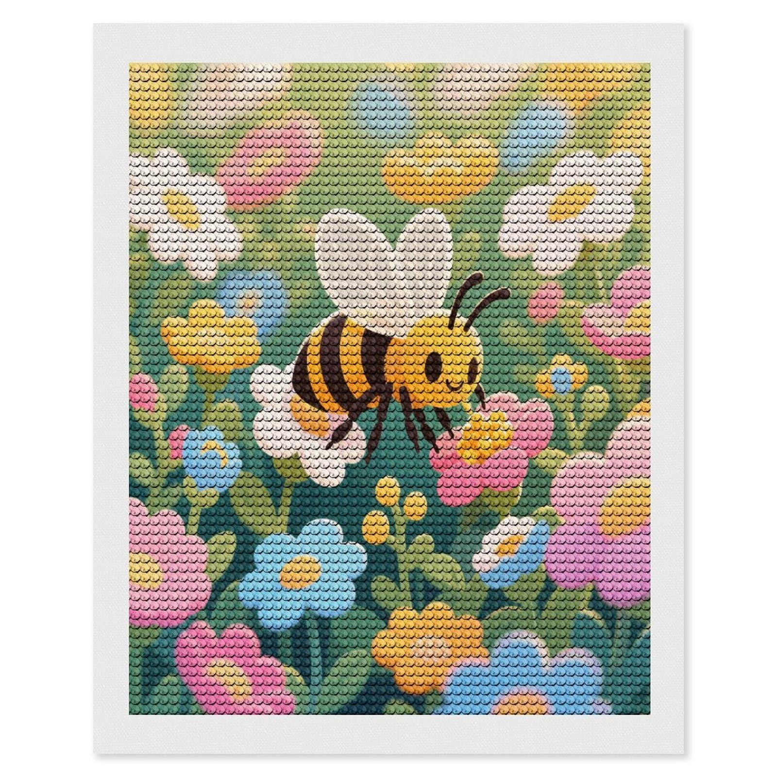VstaDank Bee Diamond Painting Kits Exquisite DIY Full Round Drill Diamond Dots Painting for Adults Beginner Diamond Photo Paint with Diamond Picture Art Wall Decor 16"x20"