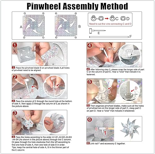 Miniatura 32 de Paquete de 10 molinillos reflectantes para patio y jardín, molinos de viento para exteriores, molinos de viento brillantes para decoración de Oro