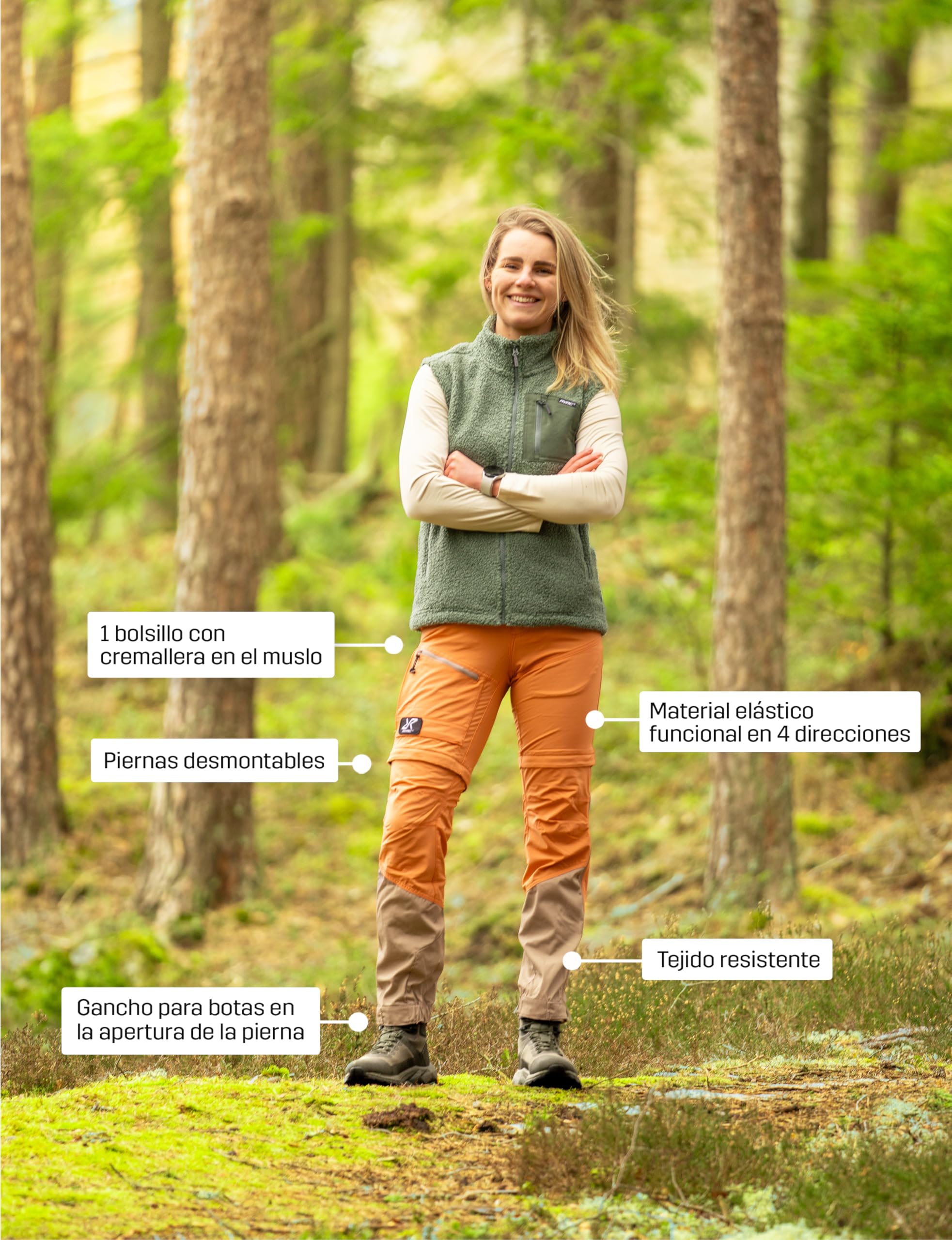 RevolutionRace Range Pro Stretch T Zip-Off Pants para Mujer, Pantalones Convertibles para Actividades al Aire Libre