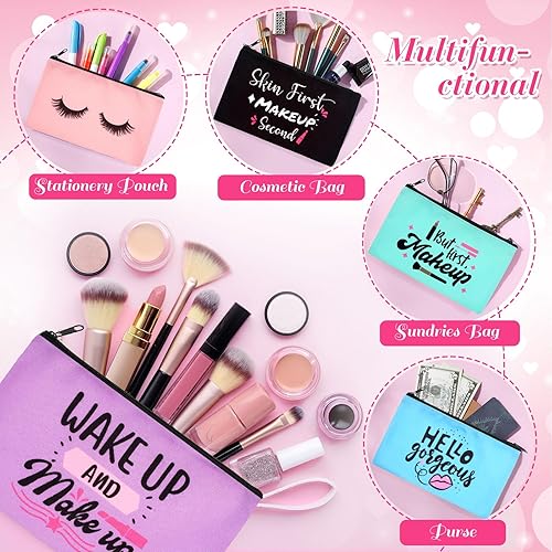 Miniatura 9 de Reginary 20 bolsas de cosméticos para mujer, espaciosas bolsas de maquillaje con cremallera, bolsa de aseo de viaje, organizador de accesorios, 7 x